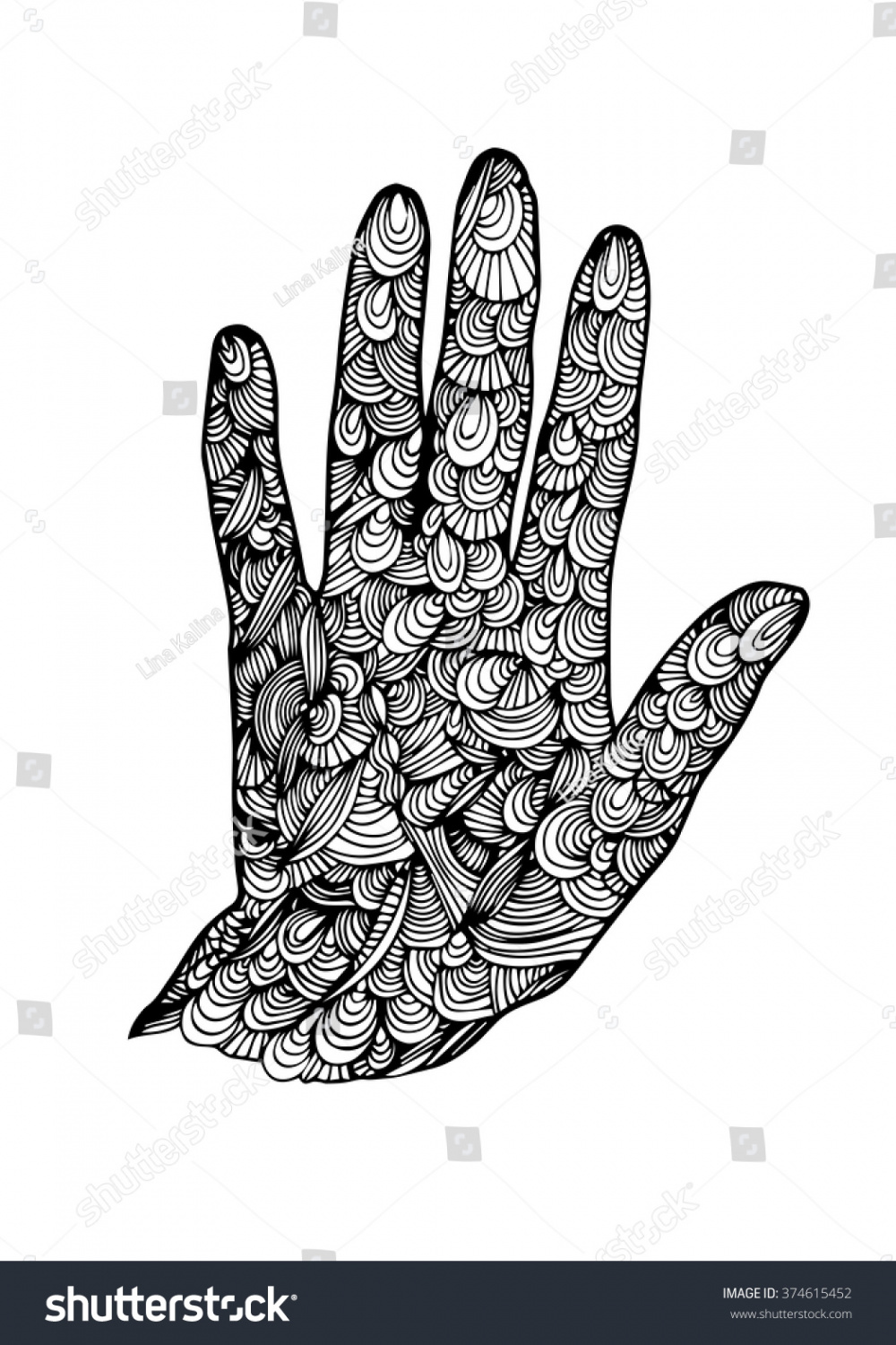 Abstract Hand Drawn Hand Bohemian Style Stock Vector (Royalty Free