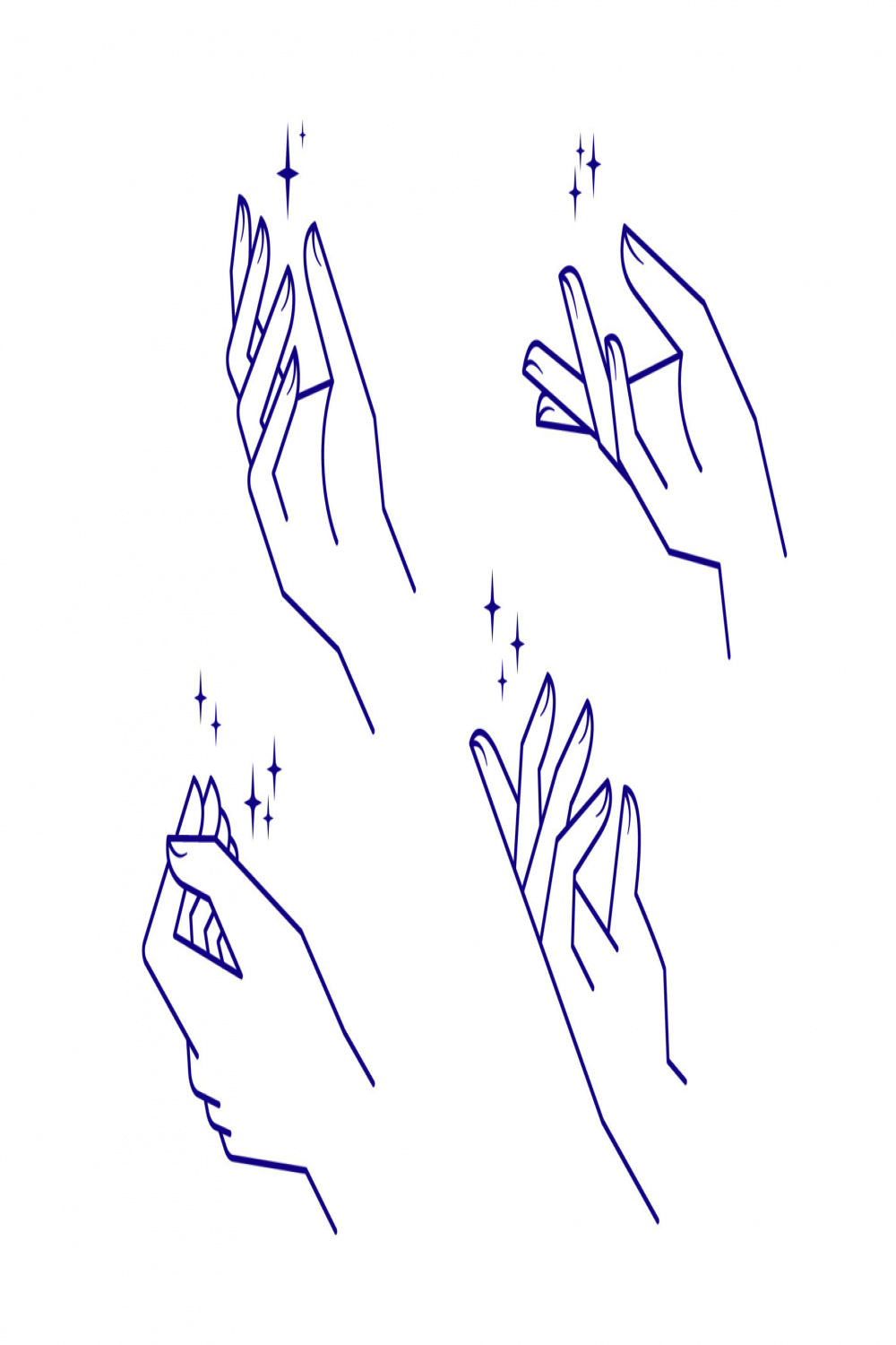 Aesthetic hands vector linear illustrations