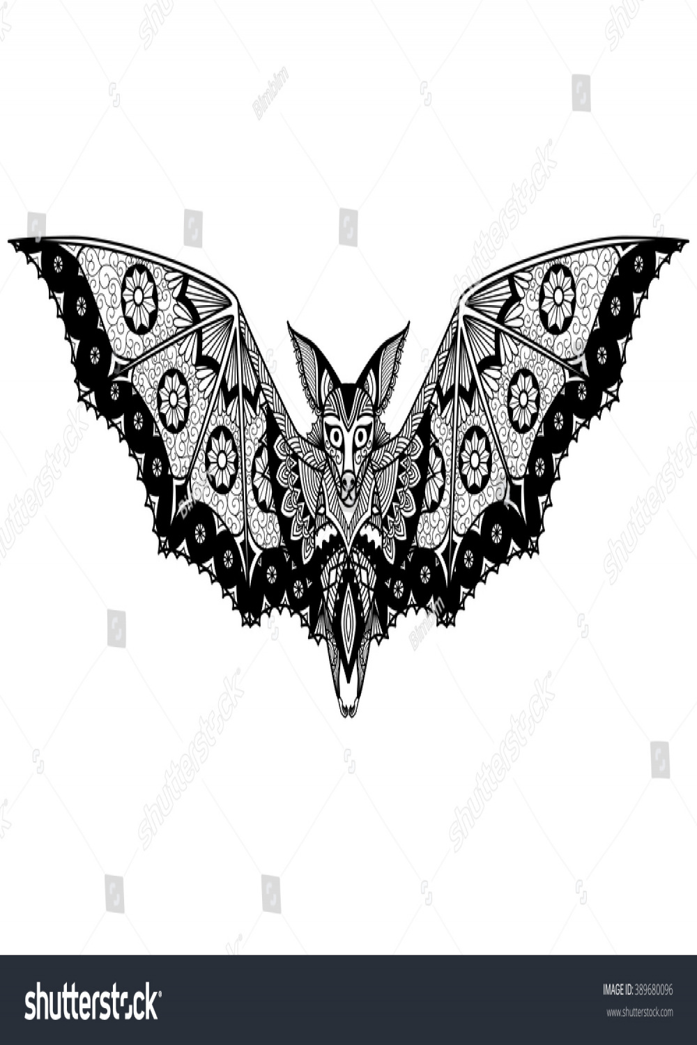 Bat Line Art Design Tattoo T: Stock-Vektorgrafik (Lizenzfrei