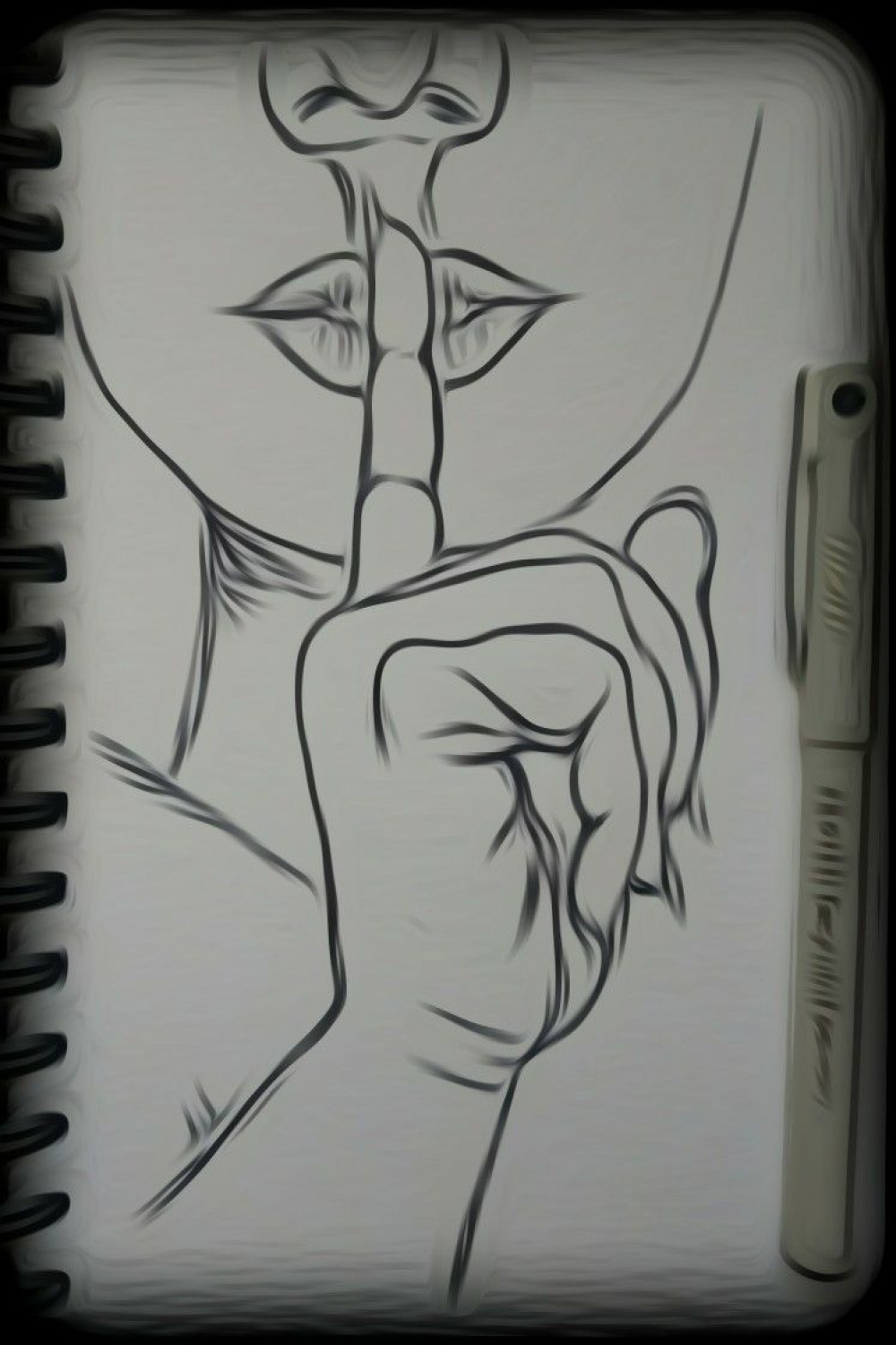 Be quiet.! Easy pen drawing