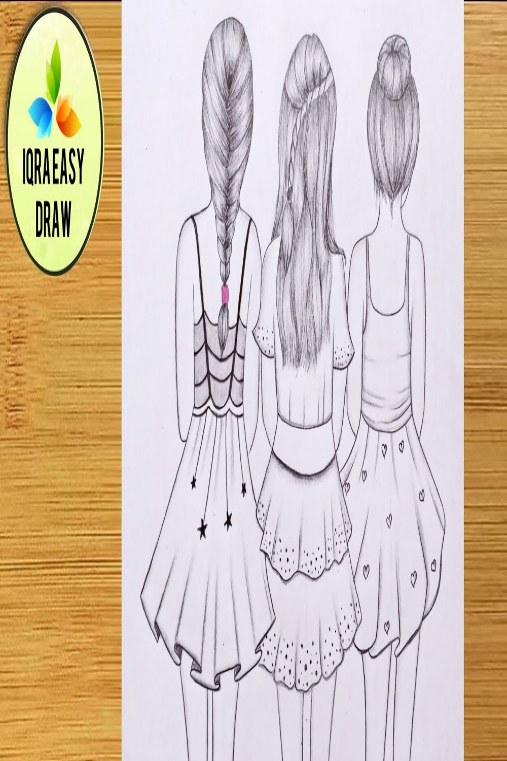 Best friends ♥️ tutorial with pencil Sketch  How to draw three best  friends  BFF drawing