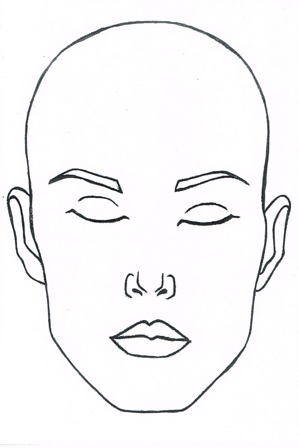 blank closed eyes face to print and laminate or paint for menu