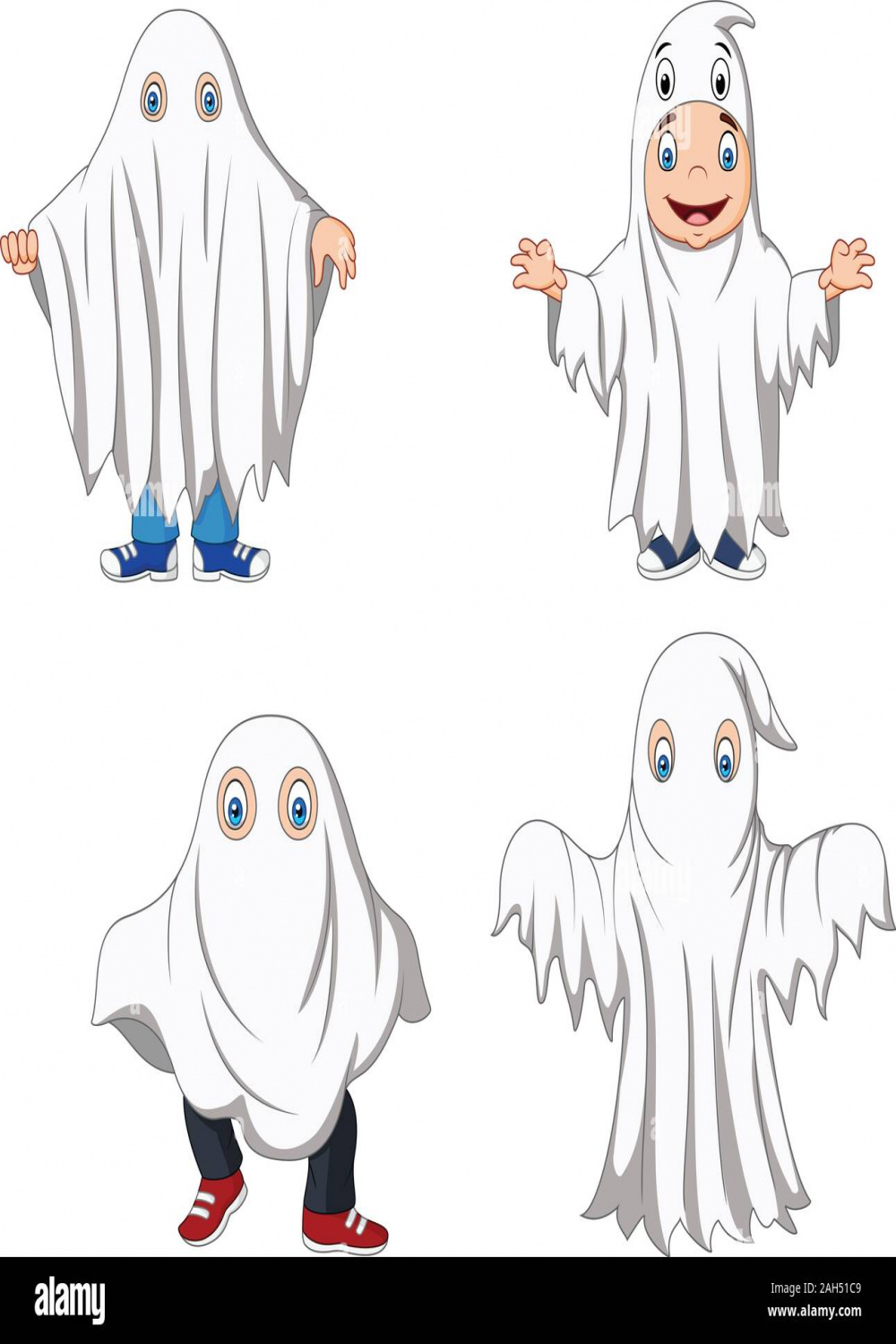 Cartoon kid with ghost costume collection Stock Vector Image & Art