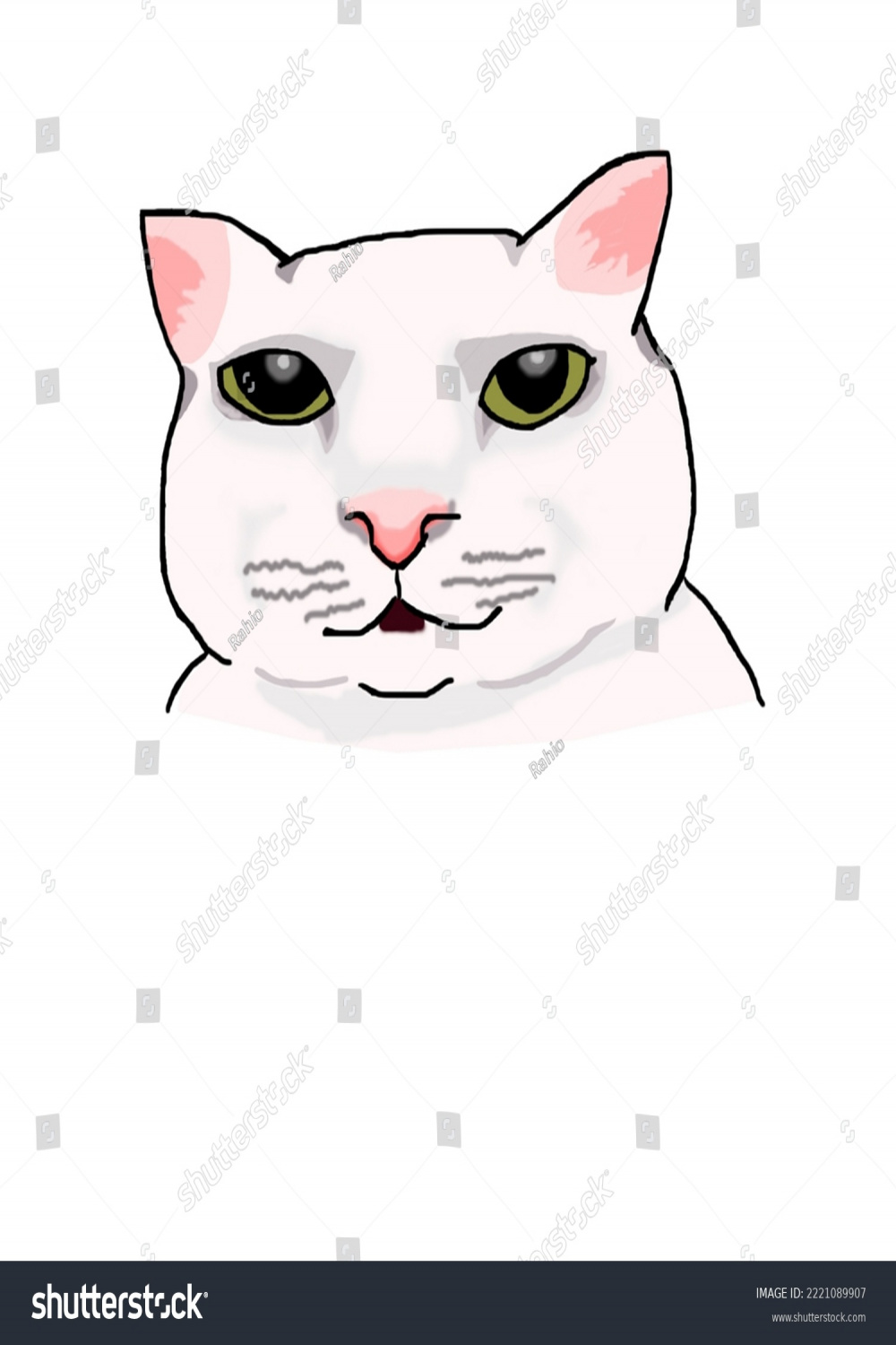 Cat Funny Drawing Cat Face Meme Stock Illustration