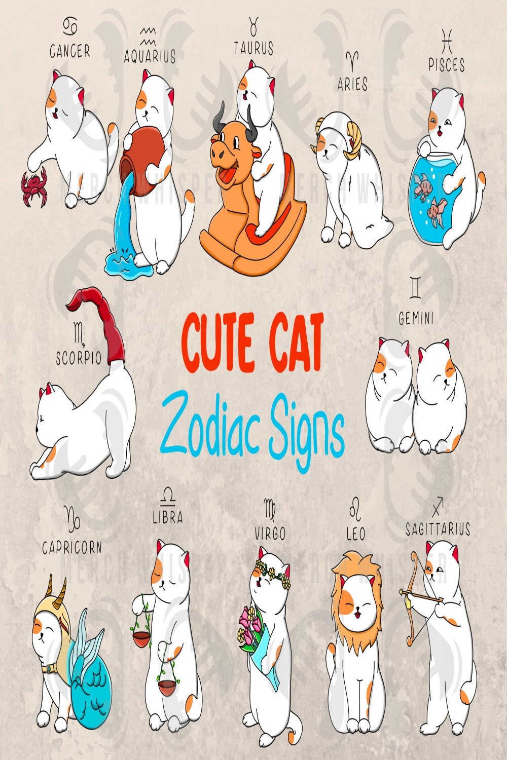 Cat Zodiac Sign SVG Bundle Cute Animal Horoscope PNG - Etsy