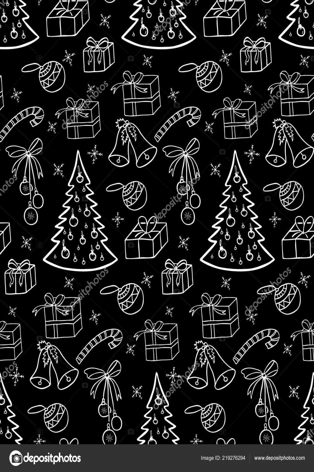 Christmas Background Illustration Wrapping Paper Wallpaper Black