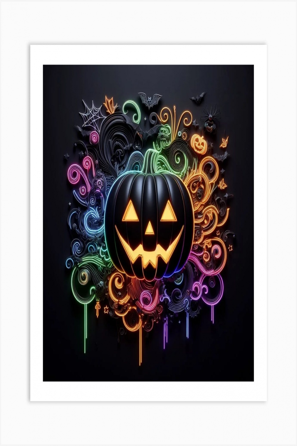 Colorful Neon Halloween Art Art Print