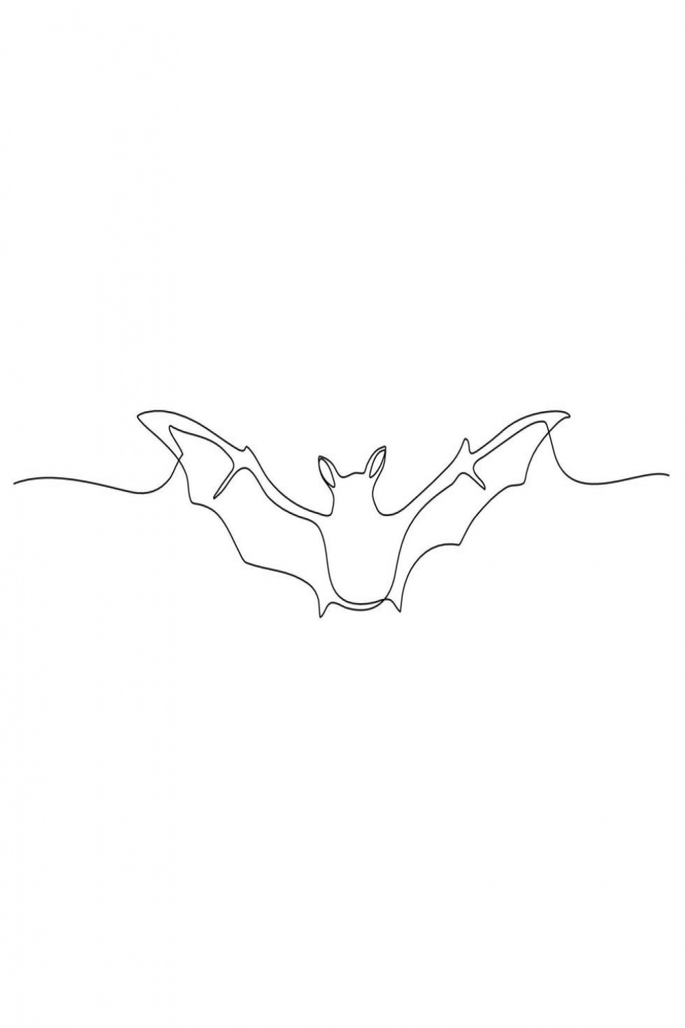Continuous line art or one line bat drawing for vector