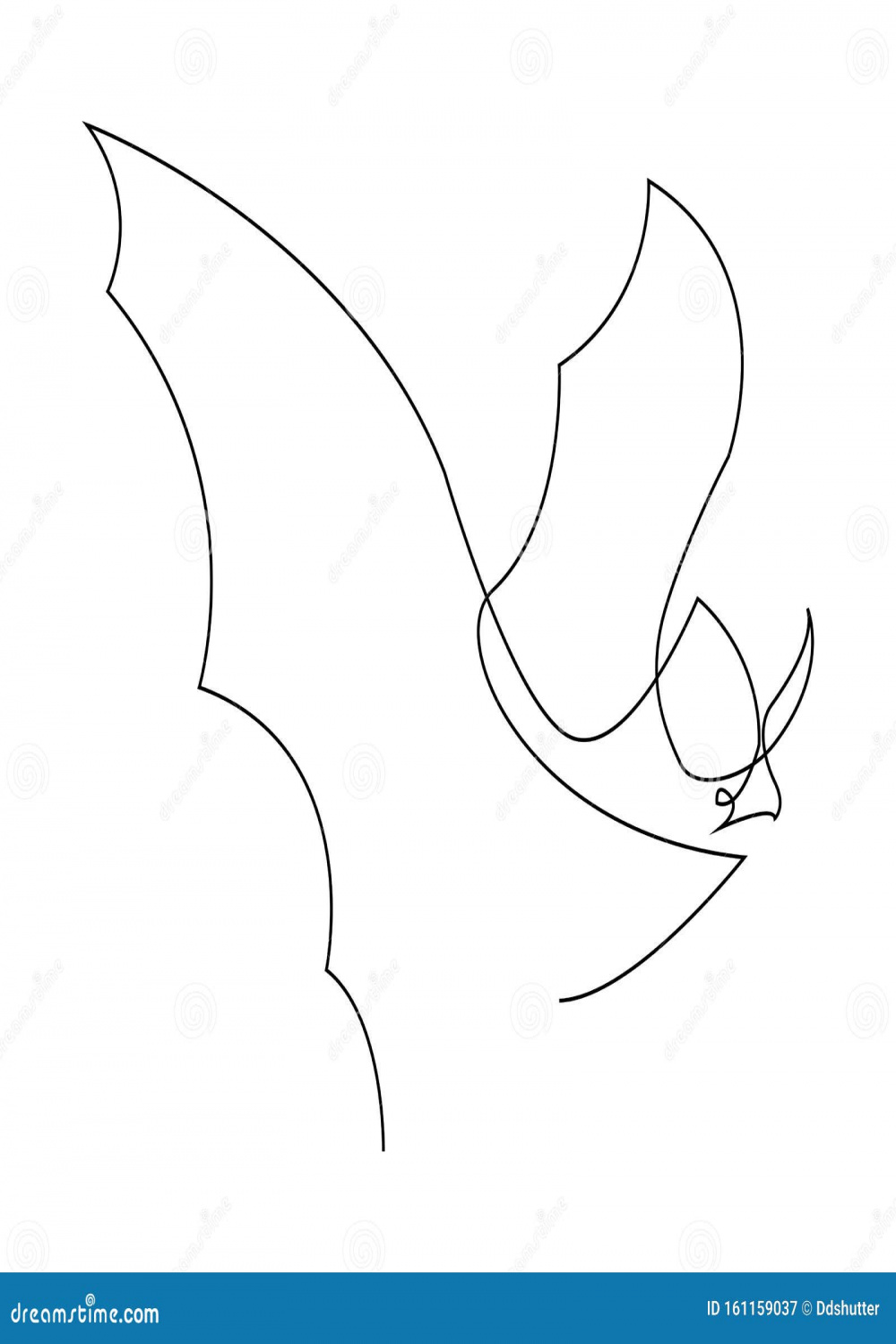 Continuous One Line Bat Drawing. Halloween Bat Silhouette