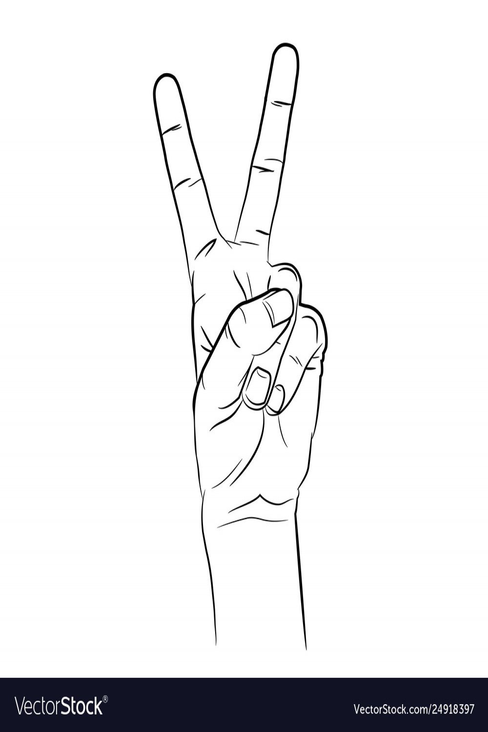 Contour hand two fingers sketch Royalty Free Vector Image