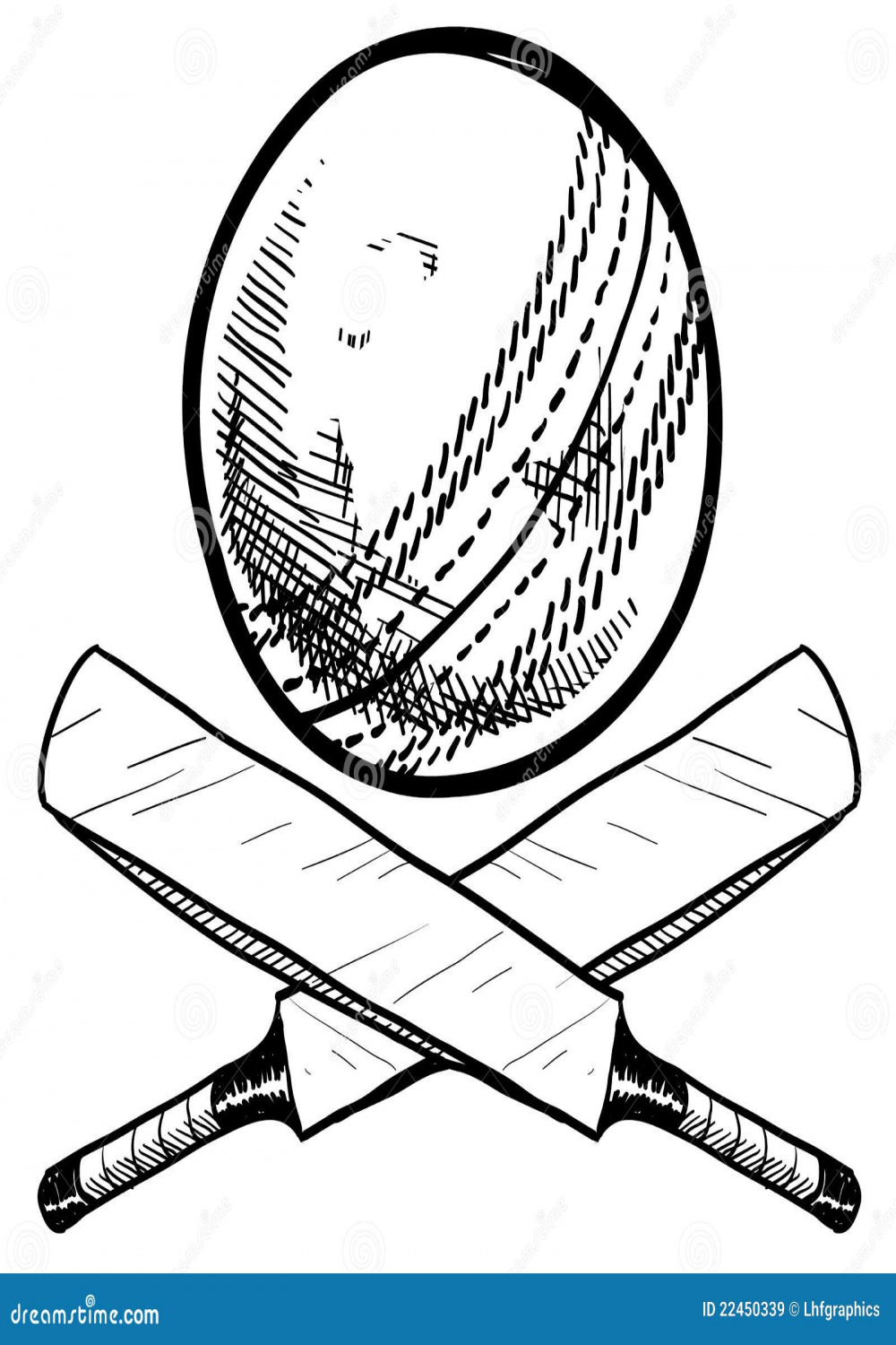 Cricket Bat and Ball Drawing Stock Vector - Illustration of