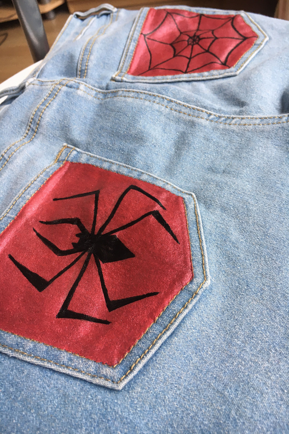 Custom hand painted Spider-Man denim shorts  Painted clothes