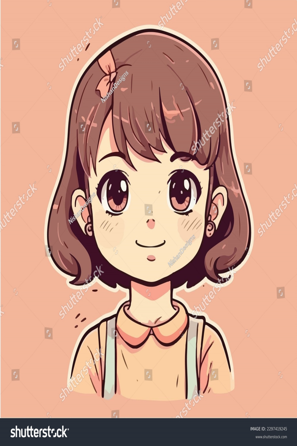 Cute anime kawaii Girl-Cartofigur mit Vektorgrafik: Stock