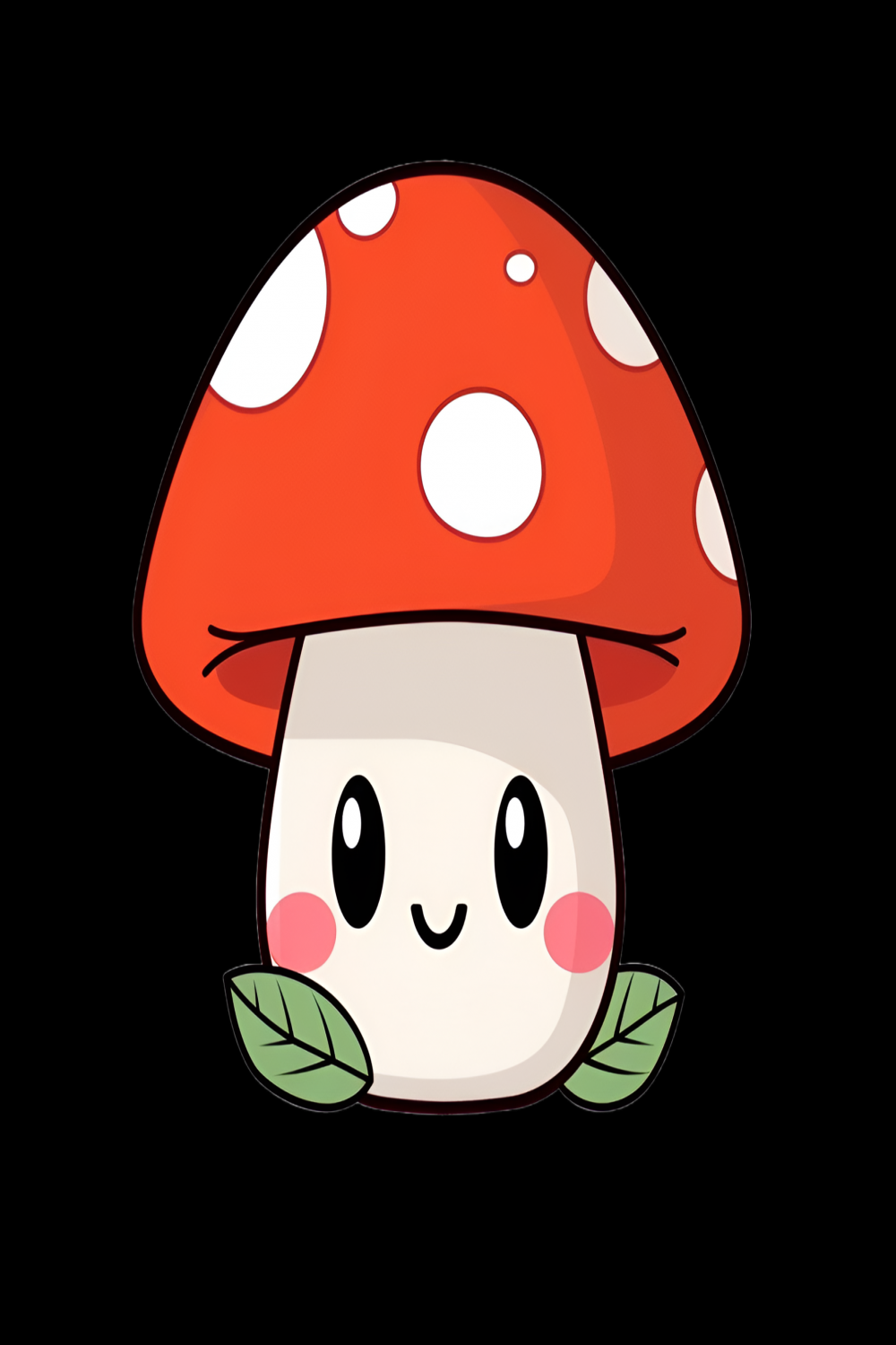 Cute Cartoon Kawaii Mushroom Sticker Clipart AI Generated  PNG
