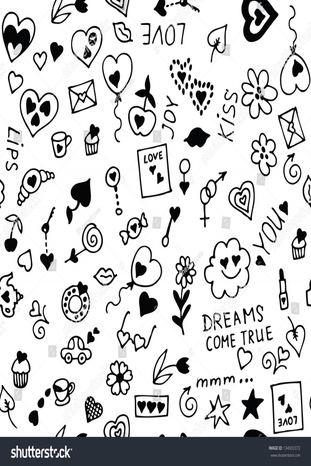 Cute Love Doodles Funny Wedding: Stock-Vektorgrafik (Lizenzfrei
