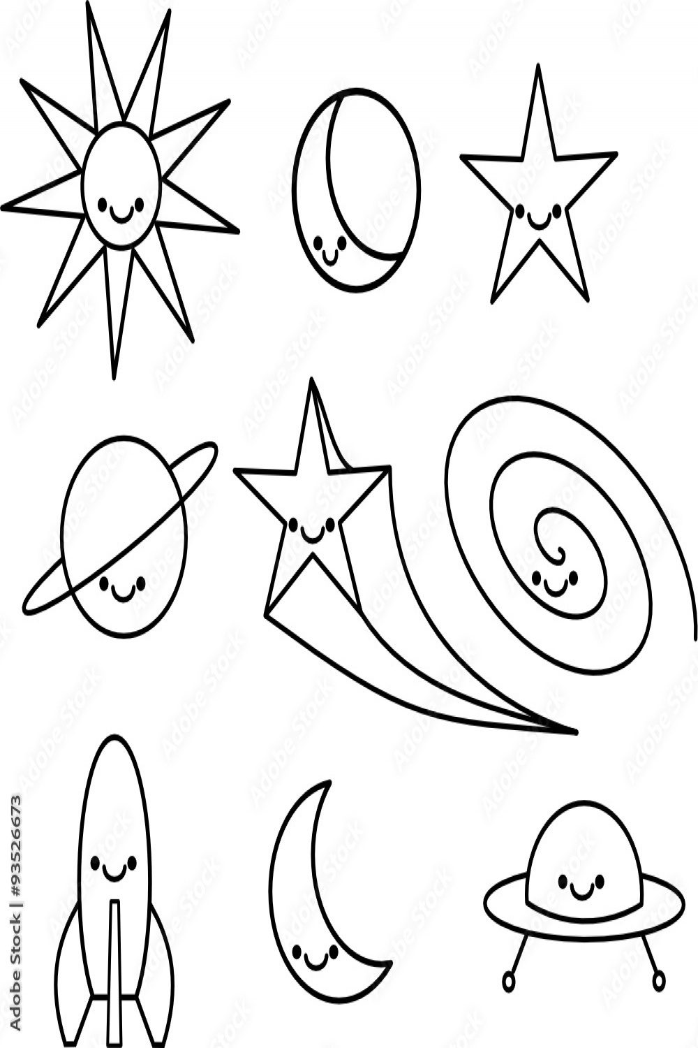 Cute simple line Icons of the universe Stock-Vektorgrafik  Adobe