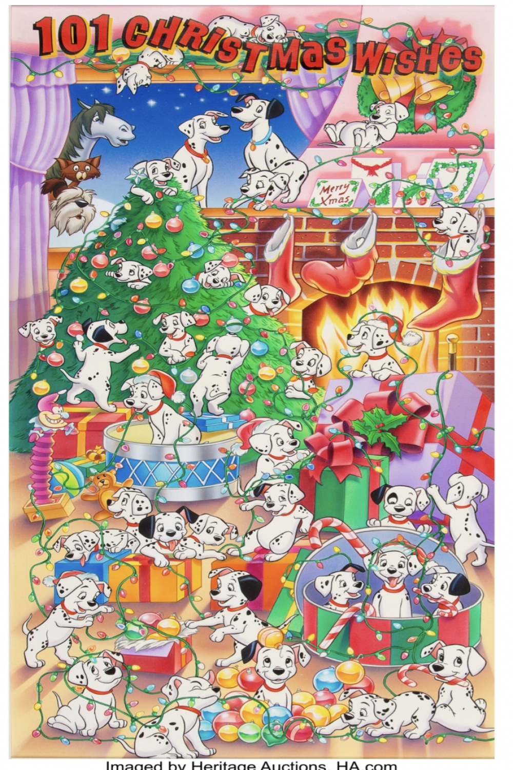 Dalmatians Christmas PopShots Card Illustration Art with