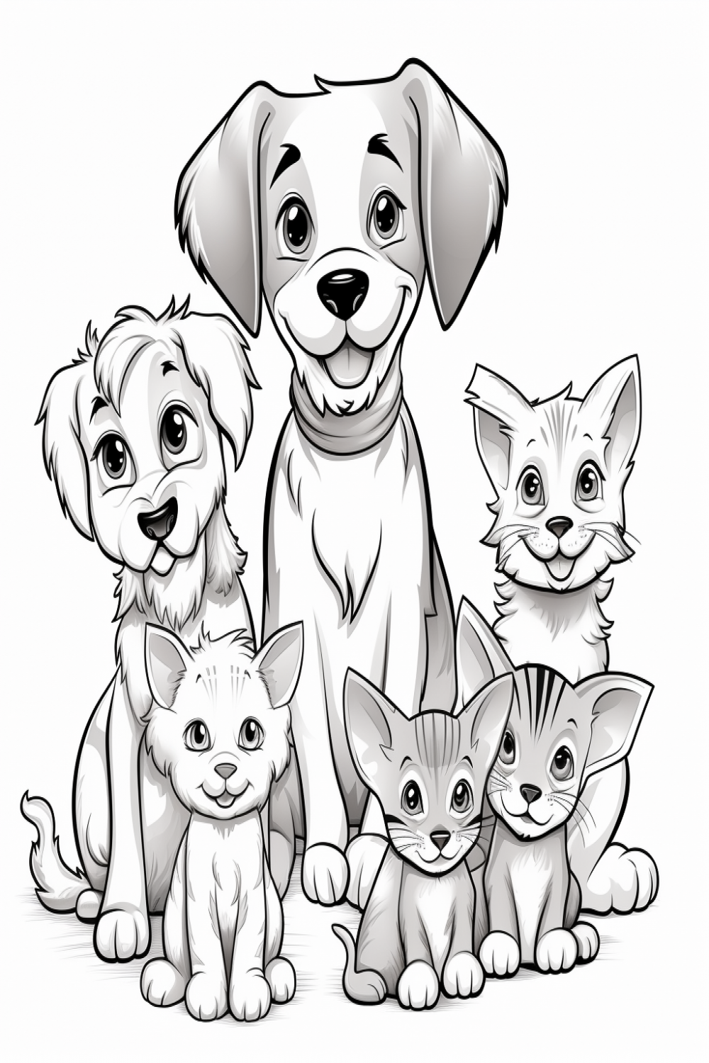 dogs and cats coloring pages