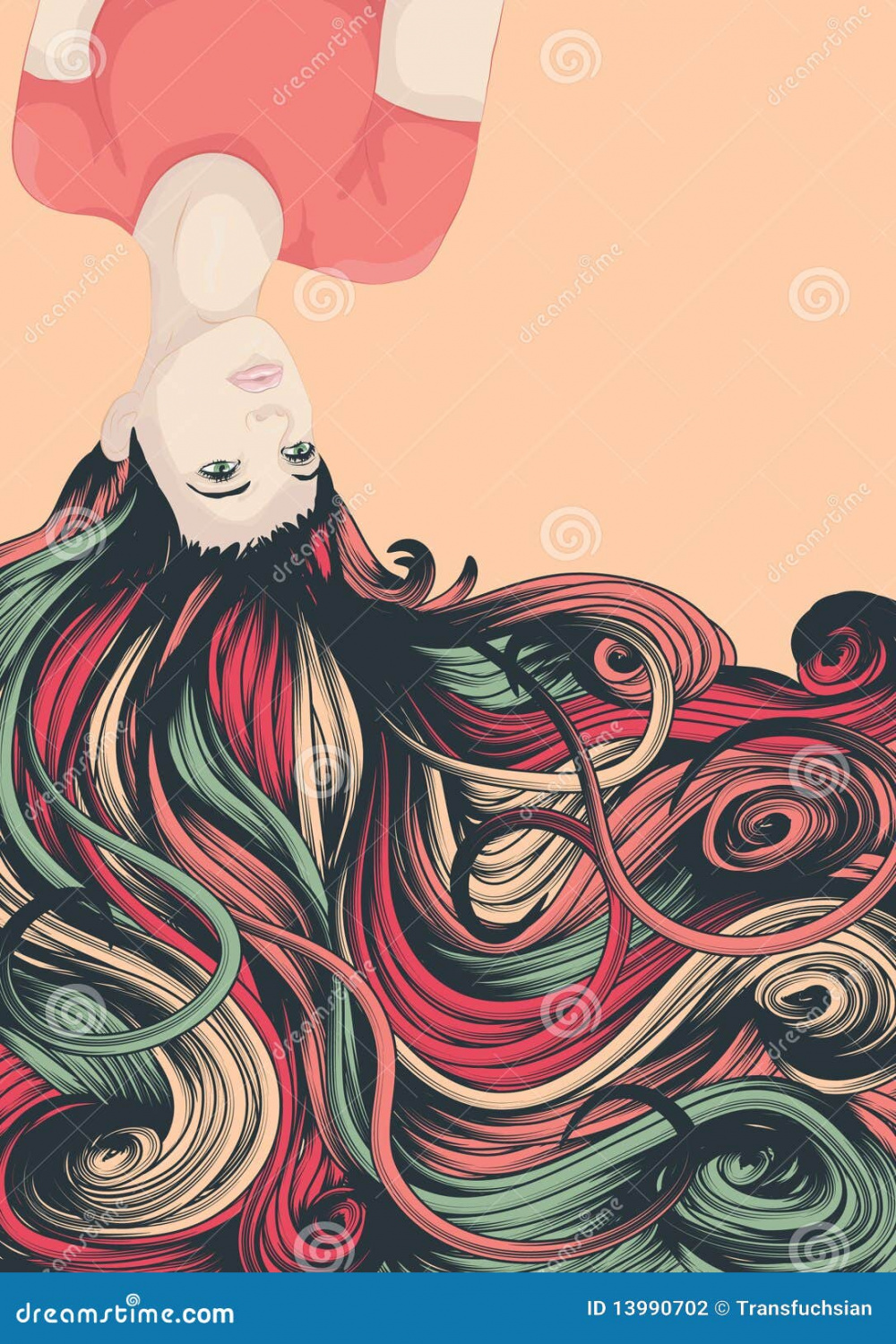 Down Hair Upside Stock Illustrations –  Down Hair Upside Stock