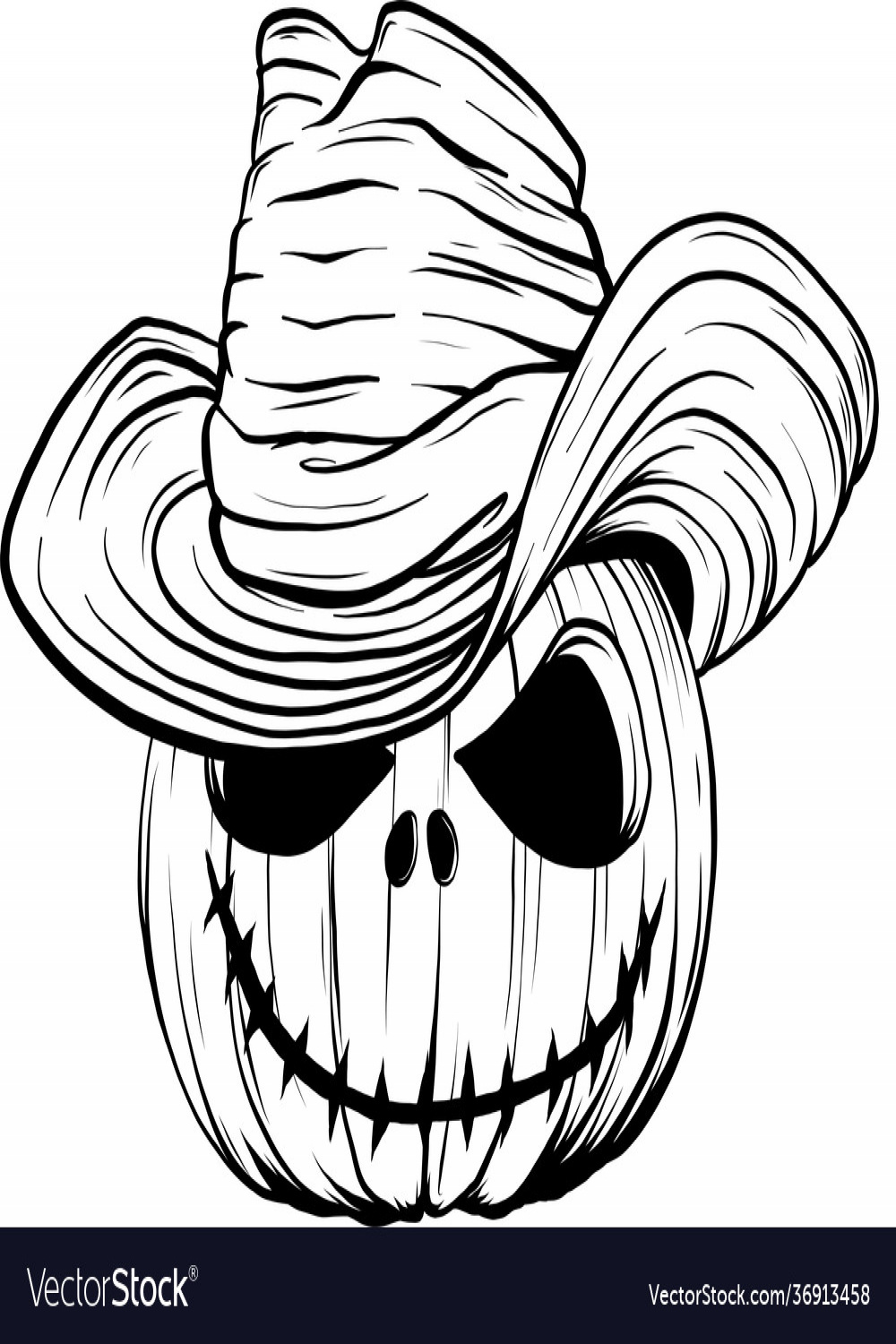 Draw in black and white halloween pumpkin Vector Image
