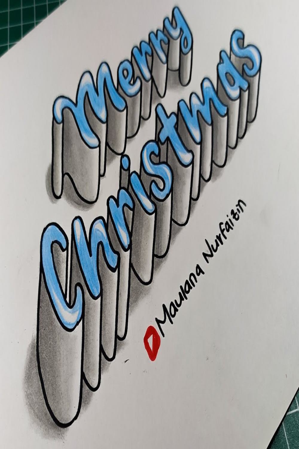 Drawing d Merry Christmas  d trick art