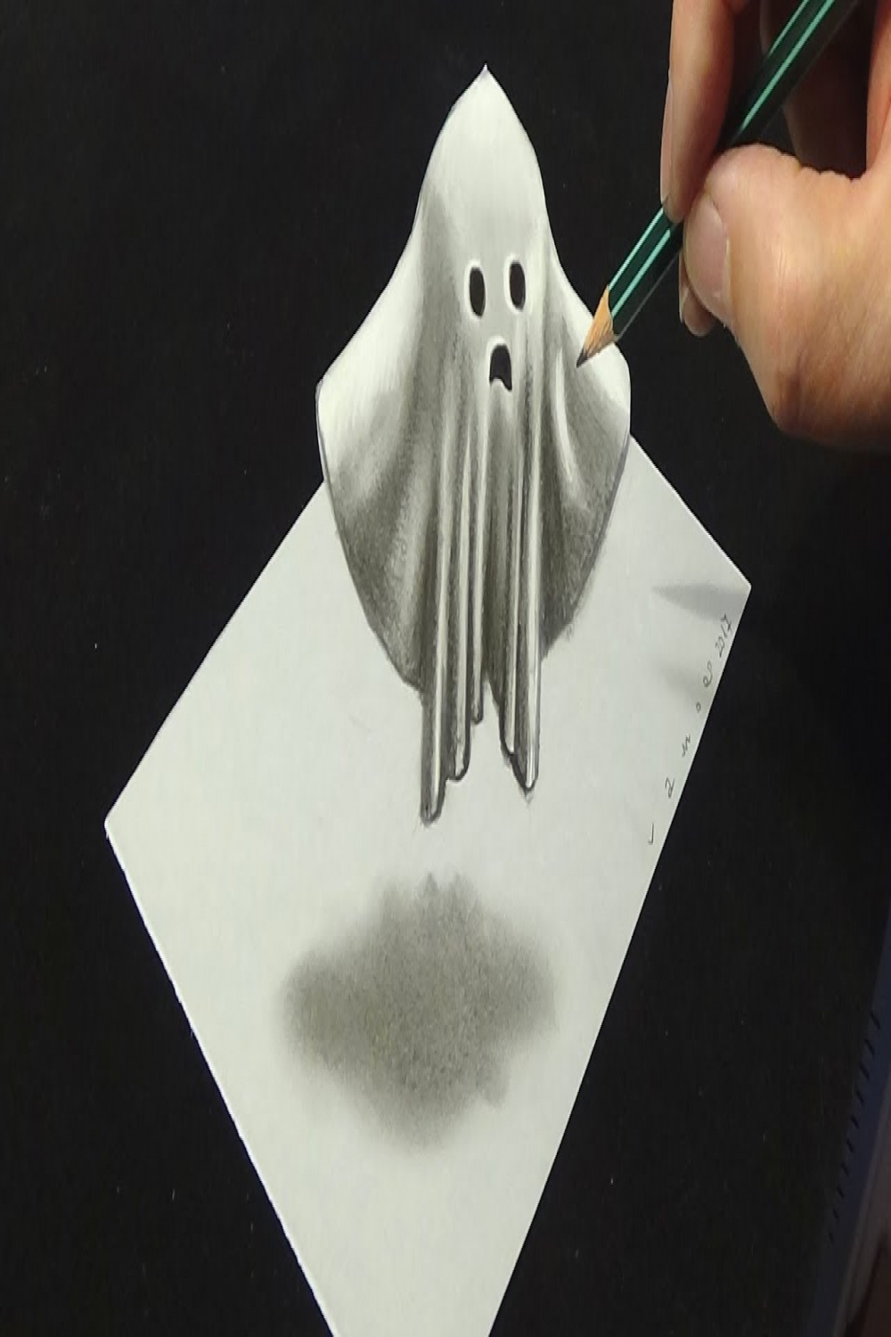 👻Drawing Levitating Ghost - D Trick Art with Charcoal - D Art Drawing -  VamosART