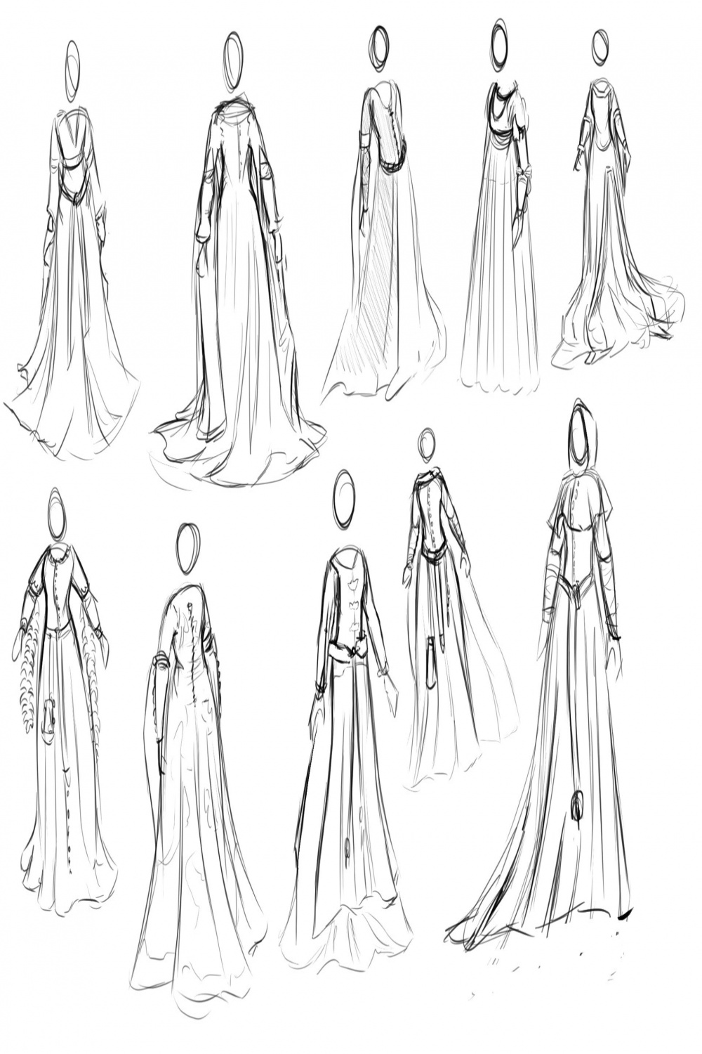 Dress Drawing Reference and Sketches for Artists