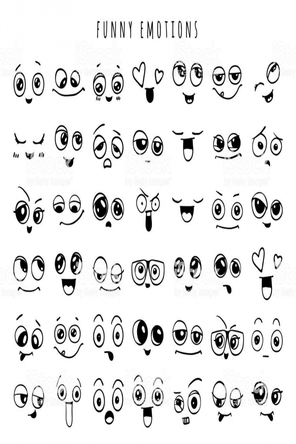 Emotions. Set of doodle faces. Smile