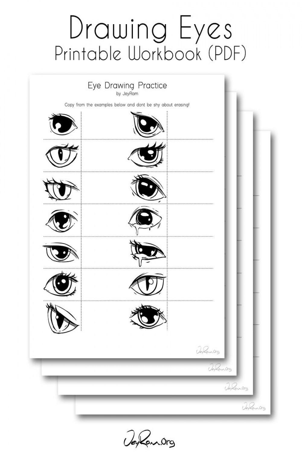 Eye Drawing Practice (Printable PDF) - JeyRam Drawing Tutorials