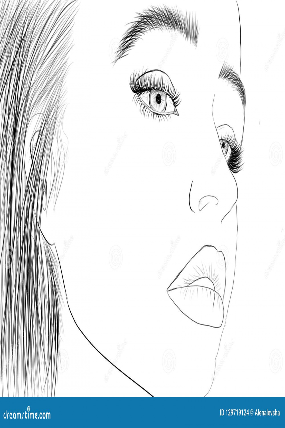Face of the girl no color stock illustration