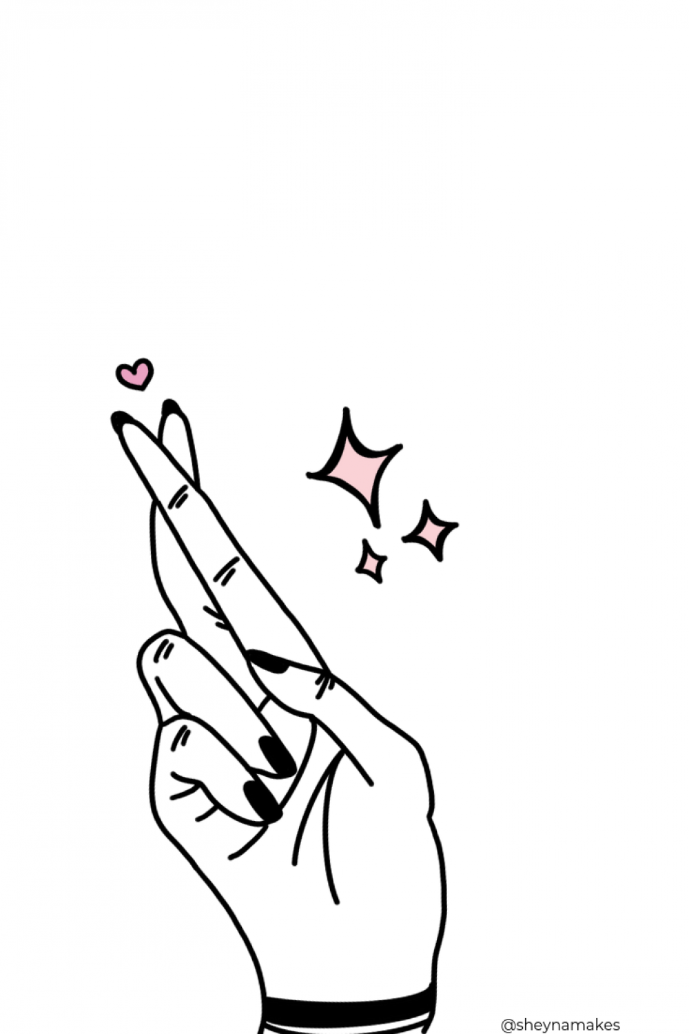 fingers cross hand design drawing cute