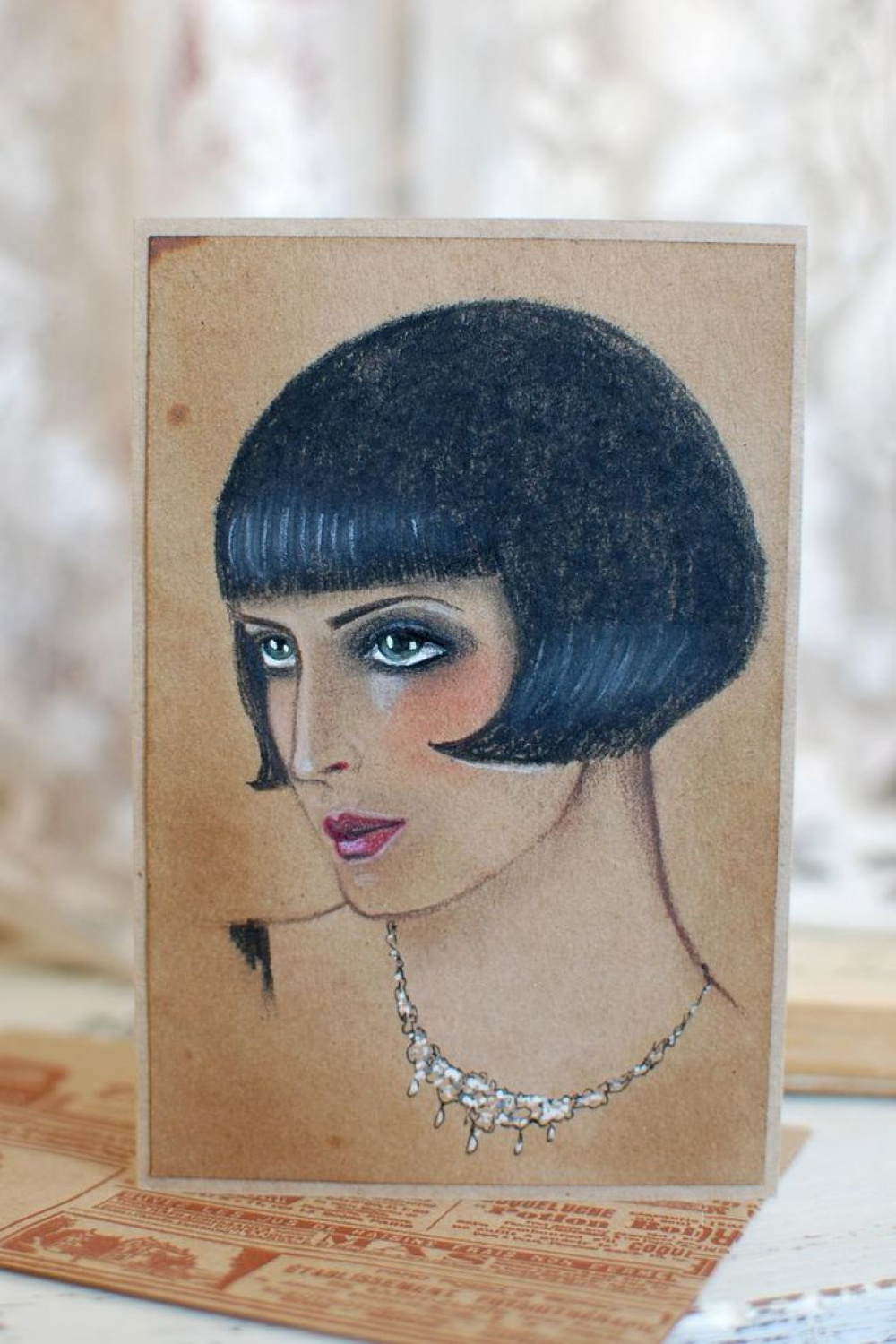 Flapper Lady Picture Vintage Face Art s Woman Drawing  Etsy