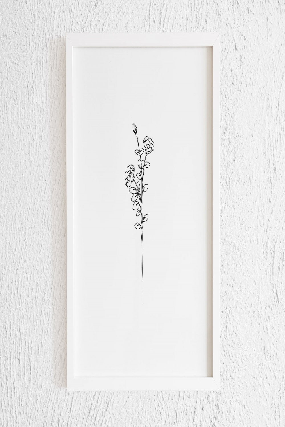 Flower Stem Thin Line Art Print. Minimalist Flowers Doodle
