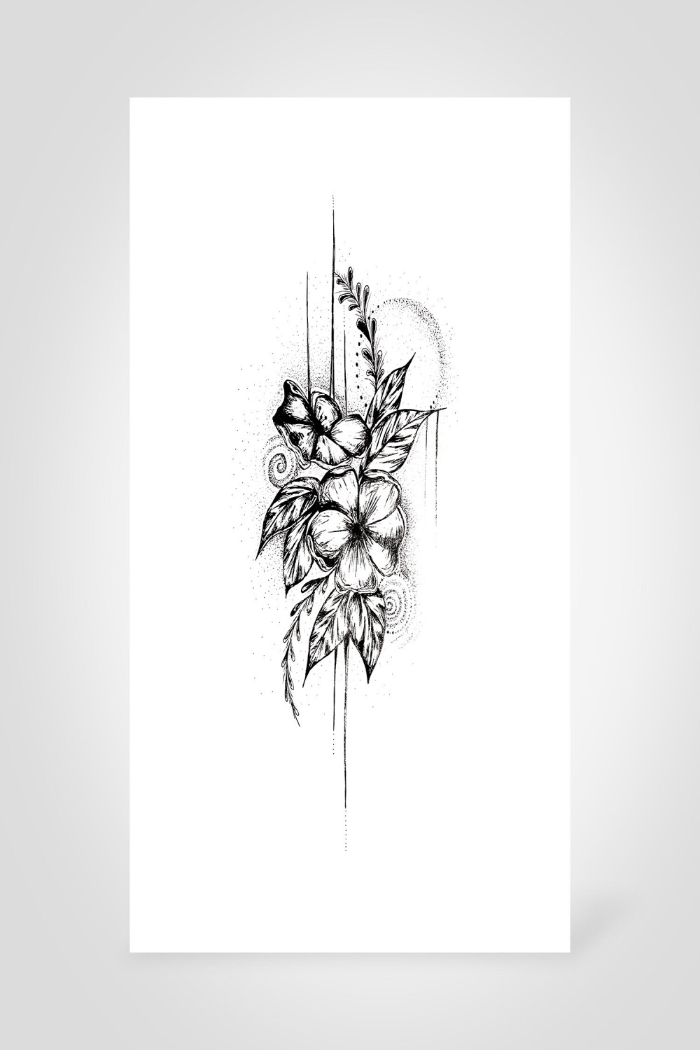 Flower Tattoo Ink Drawing For Sale — Hoot Design Studio
