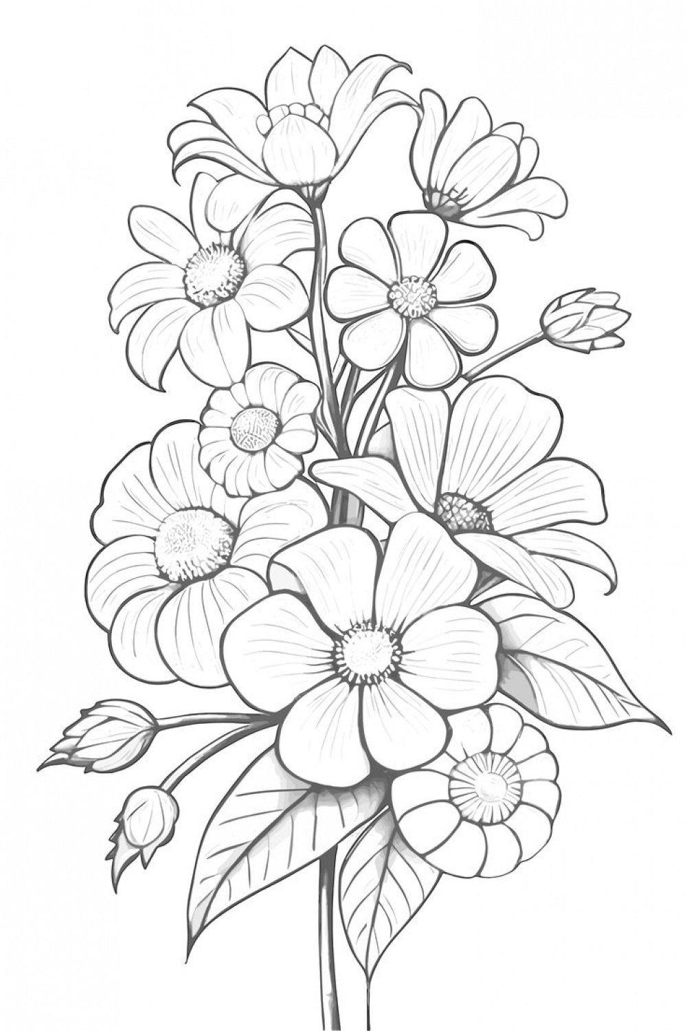 Flowers, coloring page in   Boho art drawings, Flower art