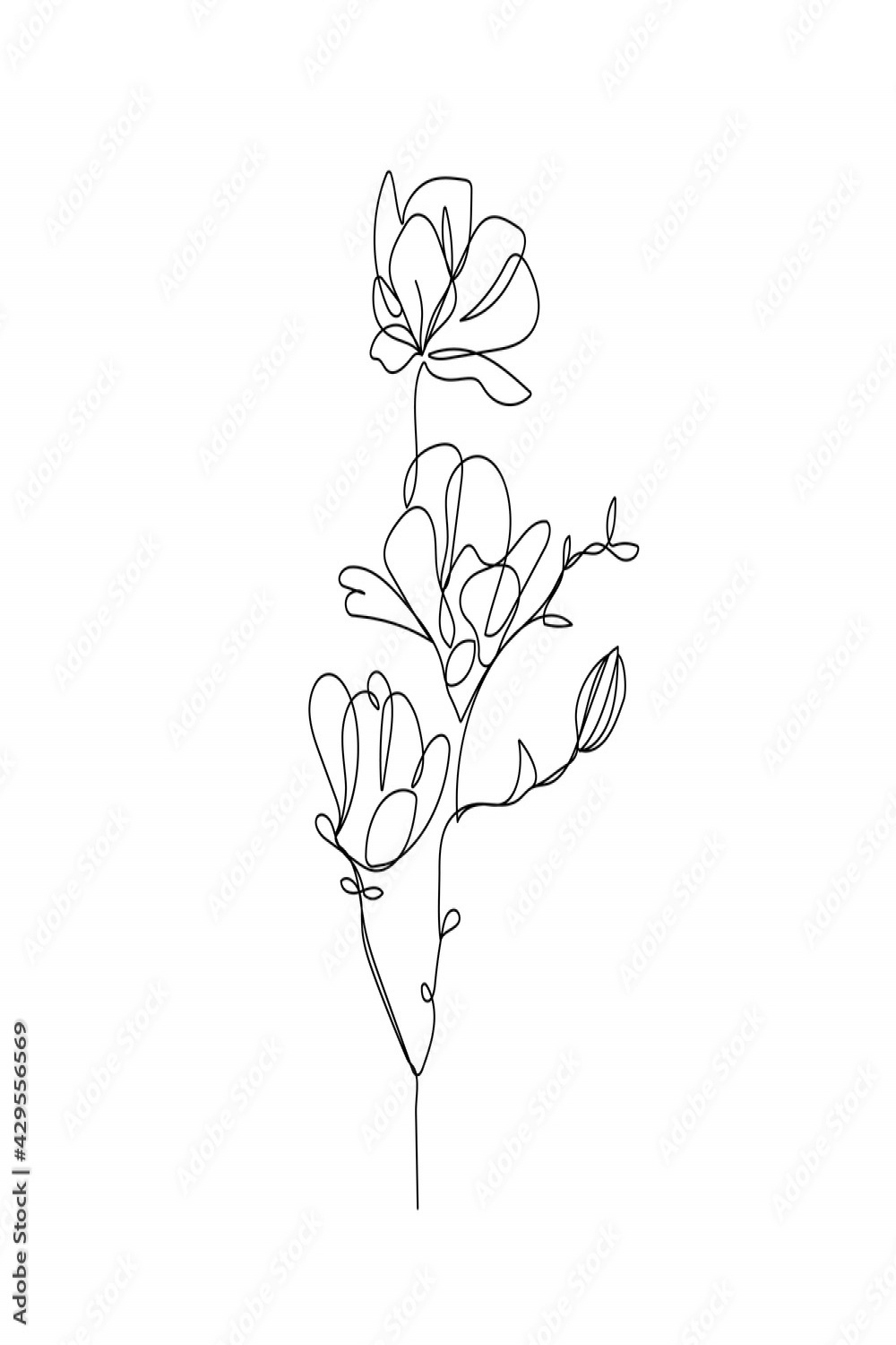Flowers Simple One Line Drawing