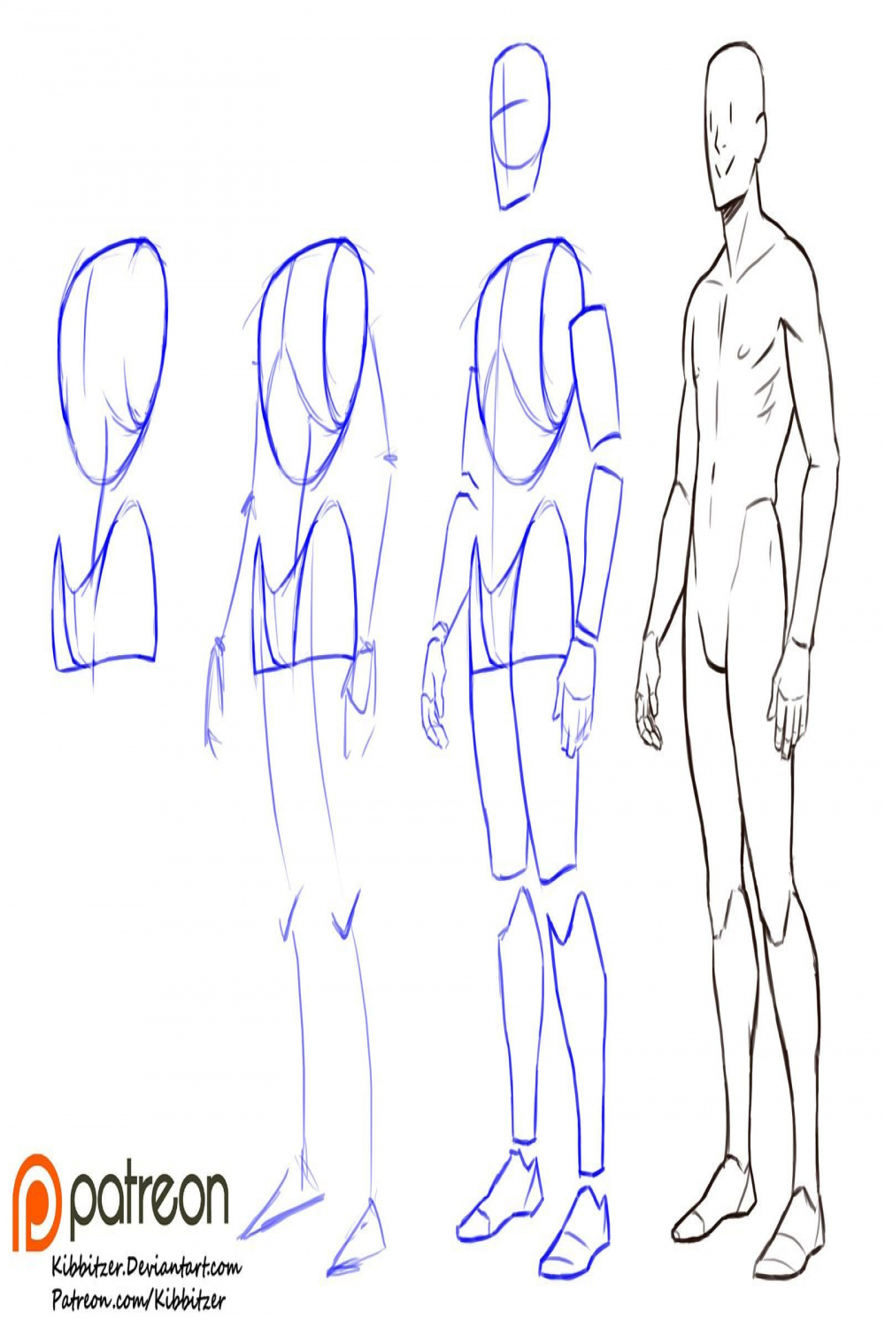 Fullbody step by step   Kibbitzer  Anatomy sketches, Figure