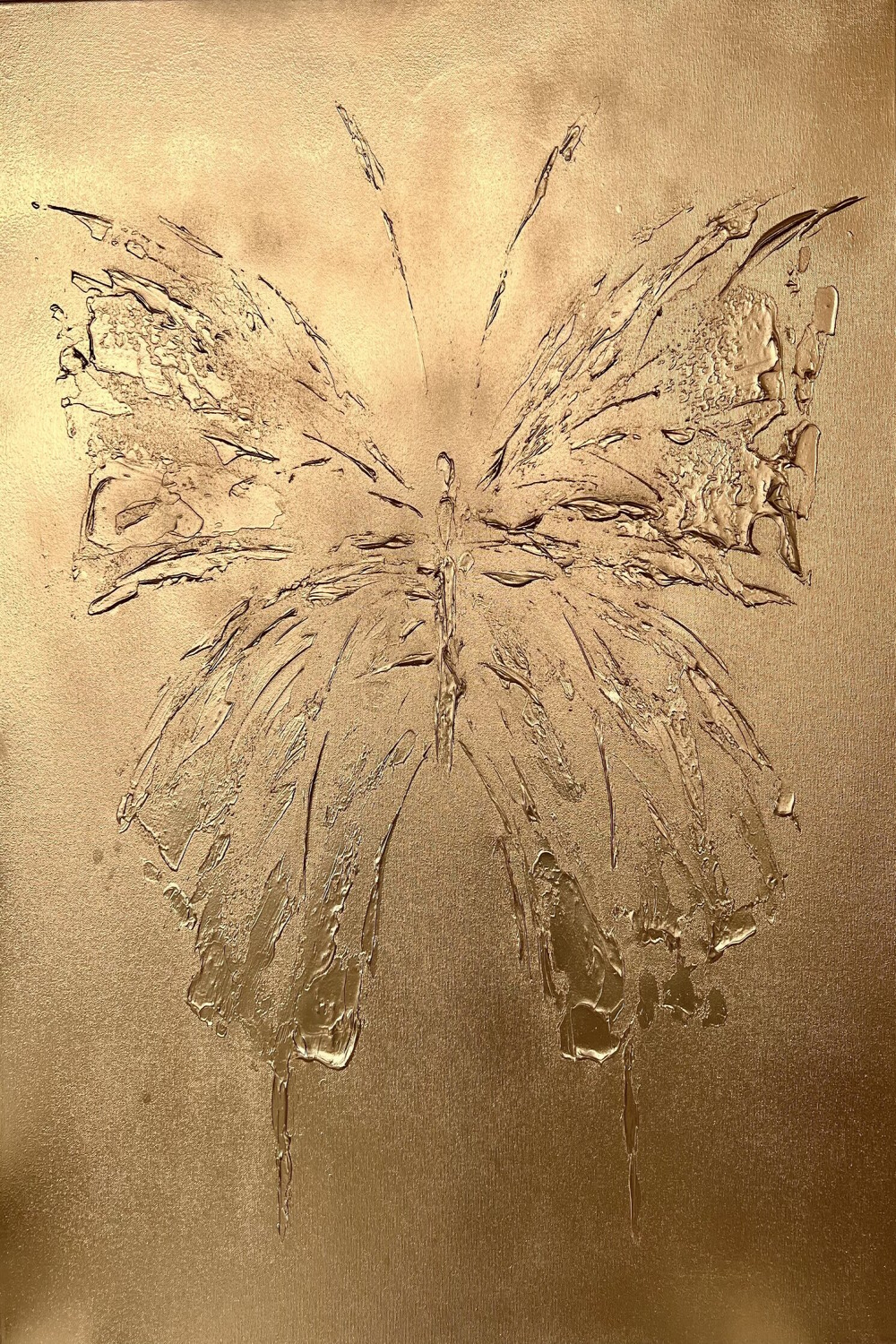 GOLD BUTTERFLY. Golden abstract butterfly painting