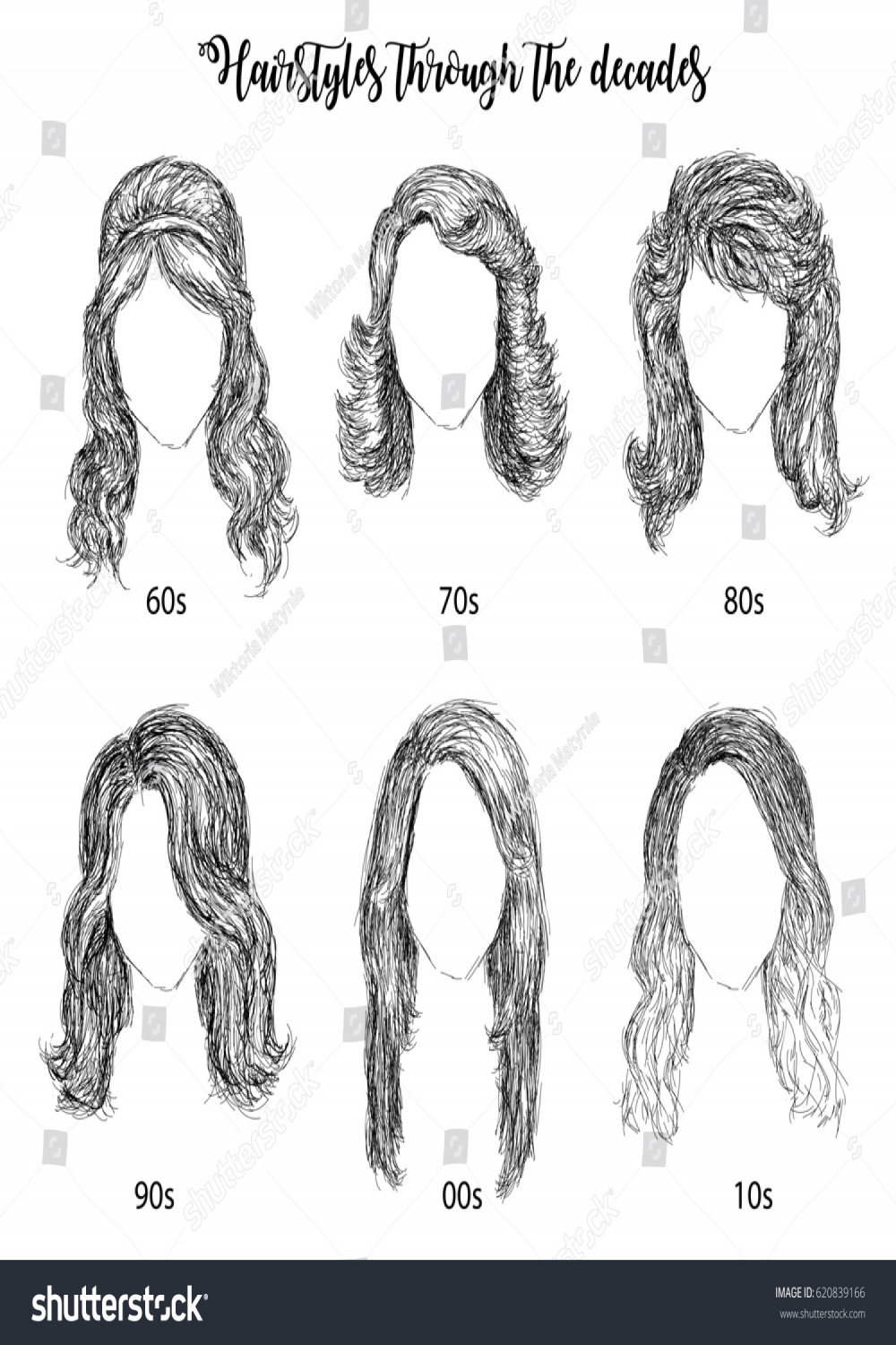 Hairstyles By Decades s s Illustration Stock Illustration