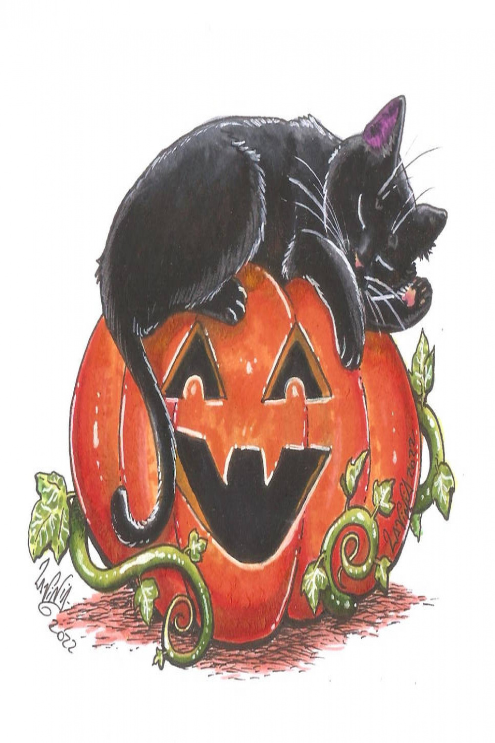 Halloween Kitty and pumpkin! by SkekLa on DeviantArt