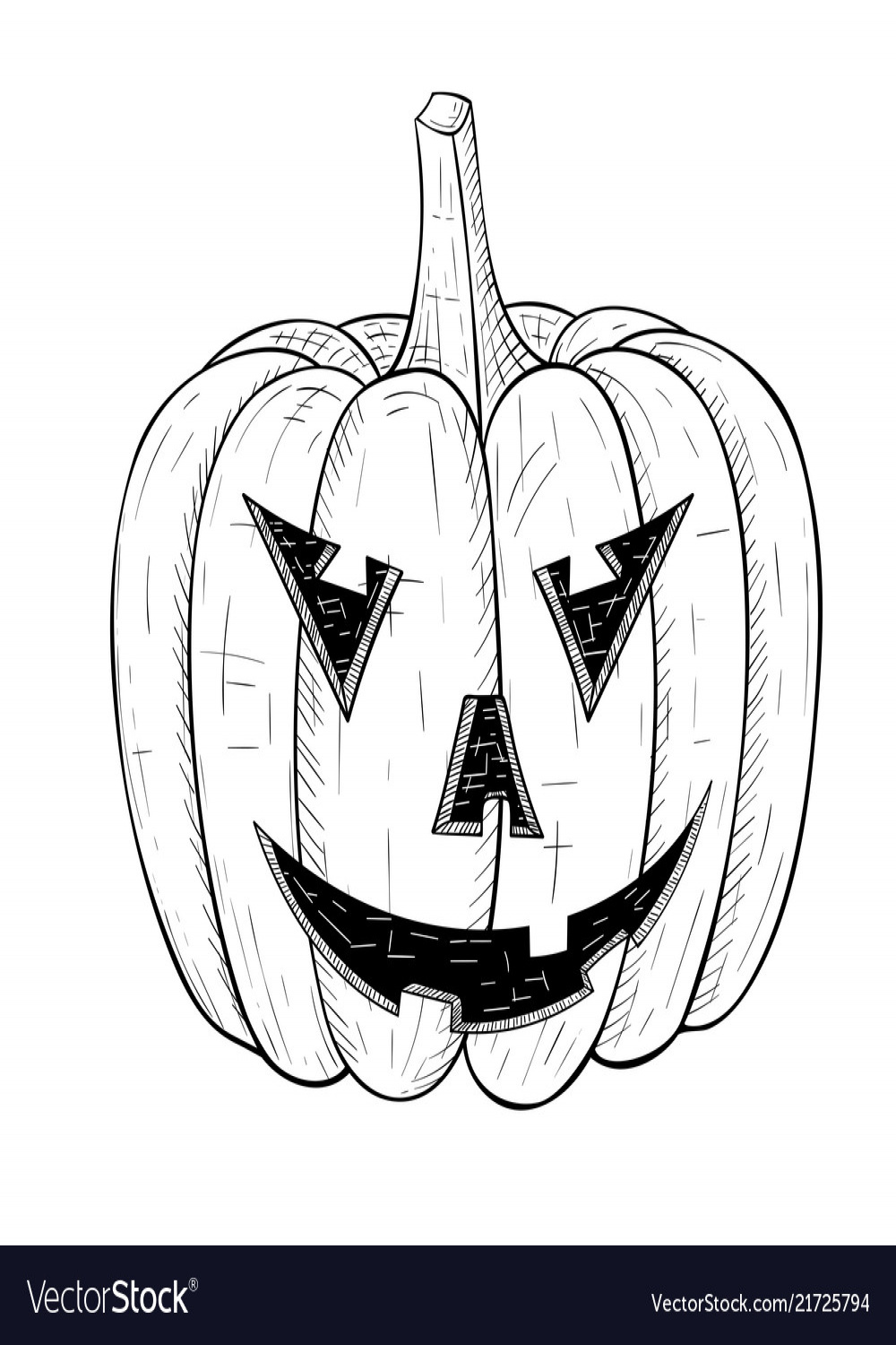 Halloween pumpkin carved angry face hand drawn Vector Image