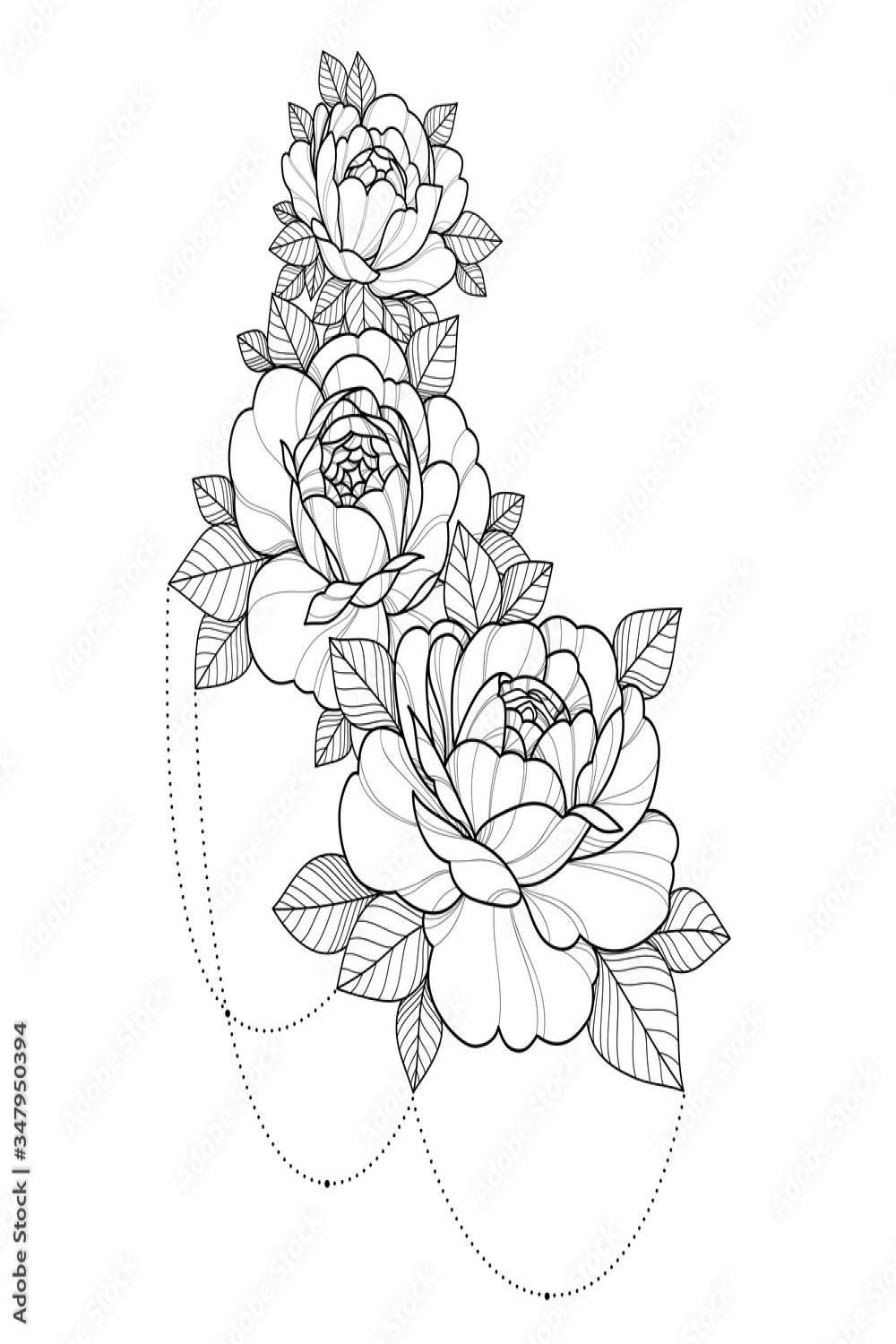 Hand drawing flowers for greeting card, invitation, Henna drawing