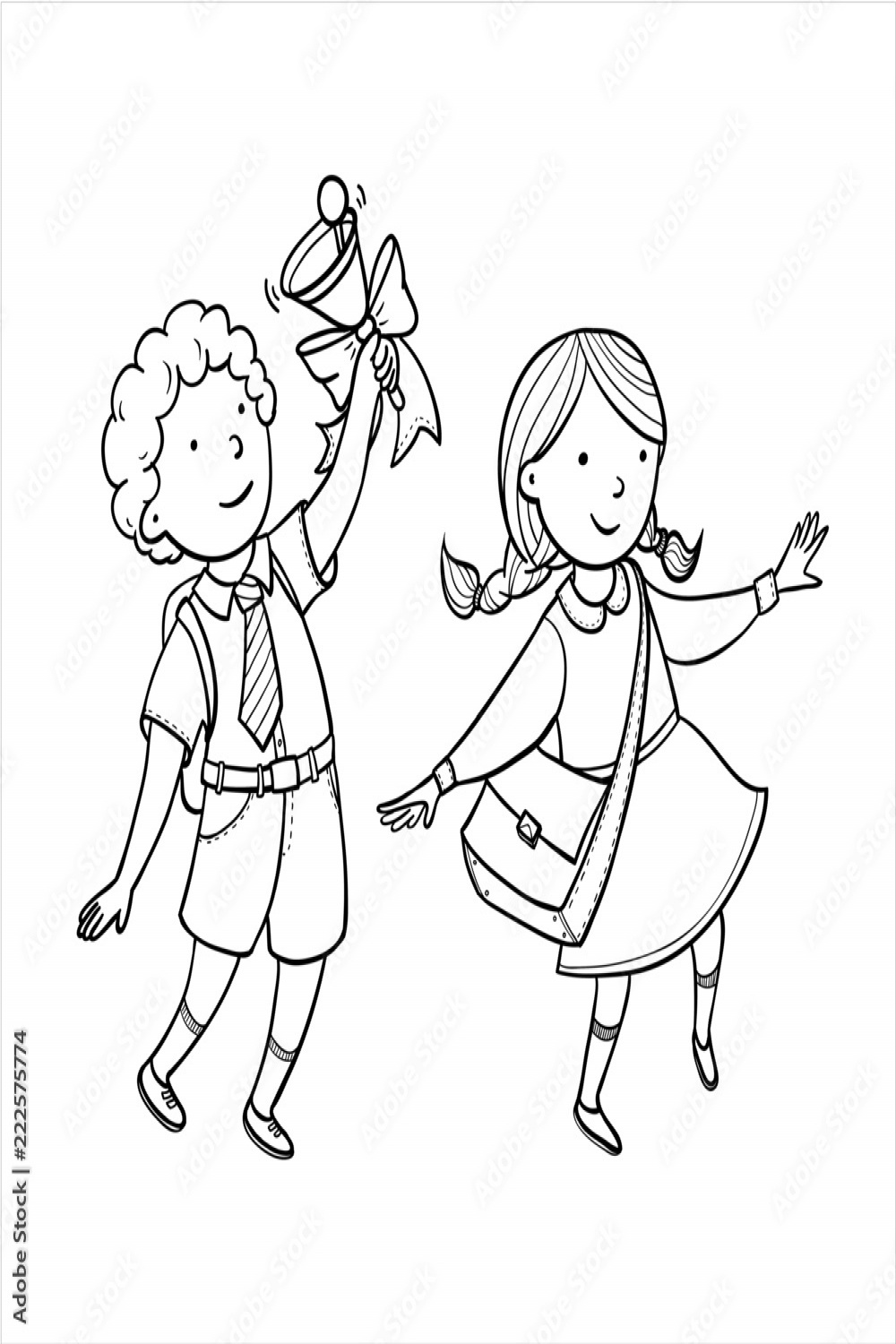 hand drawing vector school clip art with kids
