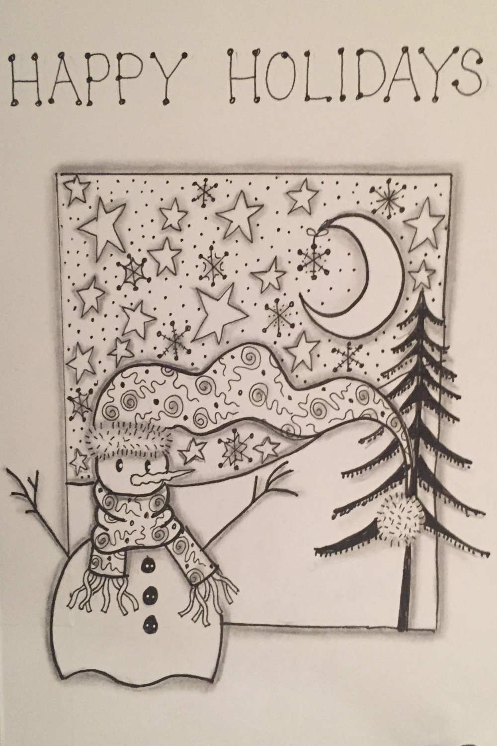 Hand drawn Christmas card  Card drawing, Christmas drawing