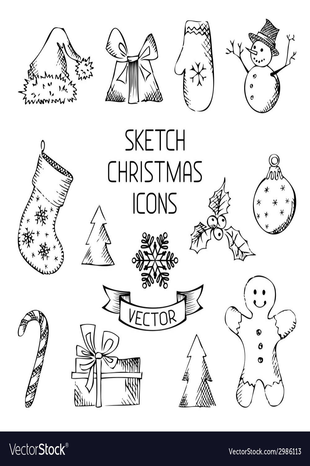 Hand-drawn christmas icons Royalty Free Vector Image