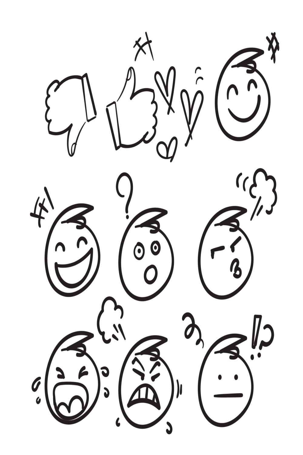 hand drawn emoji character emoticons comment for social media in