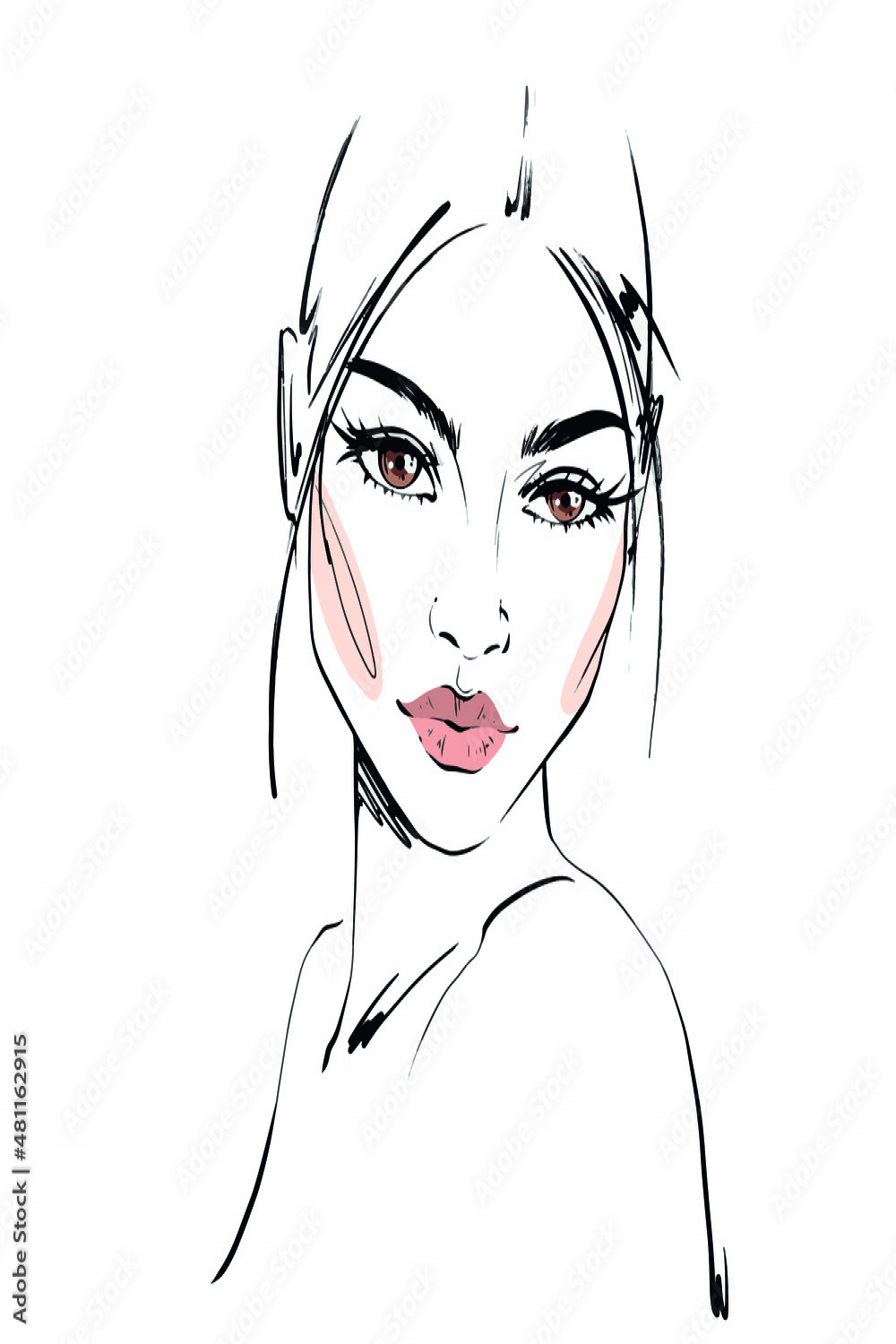 Hand-drawn fashion illustration of woman