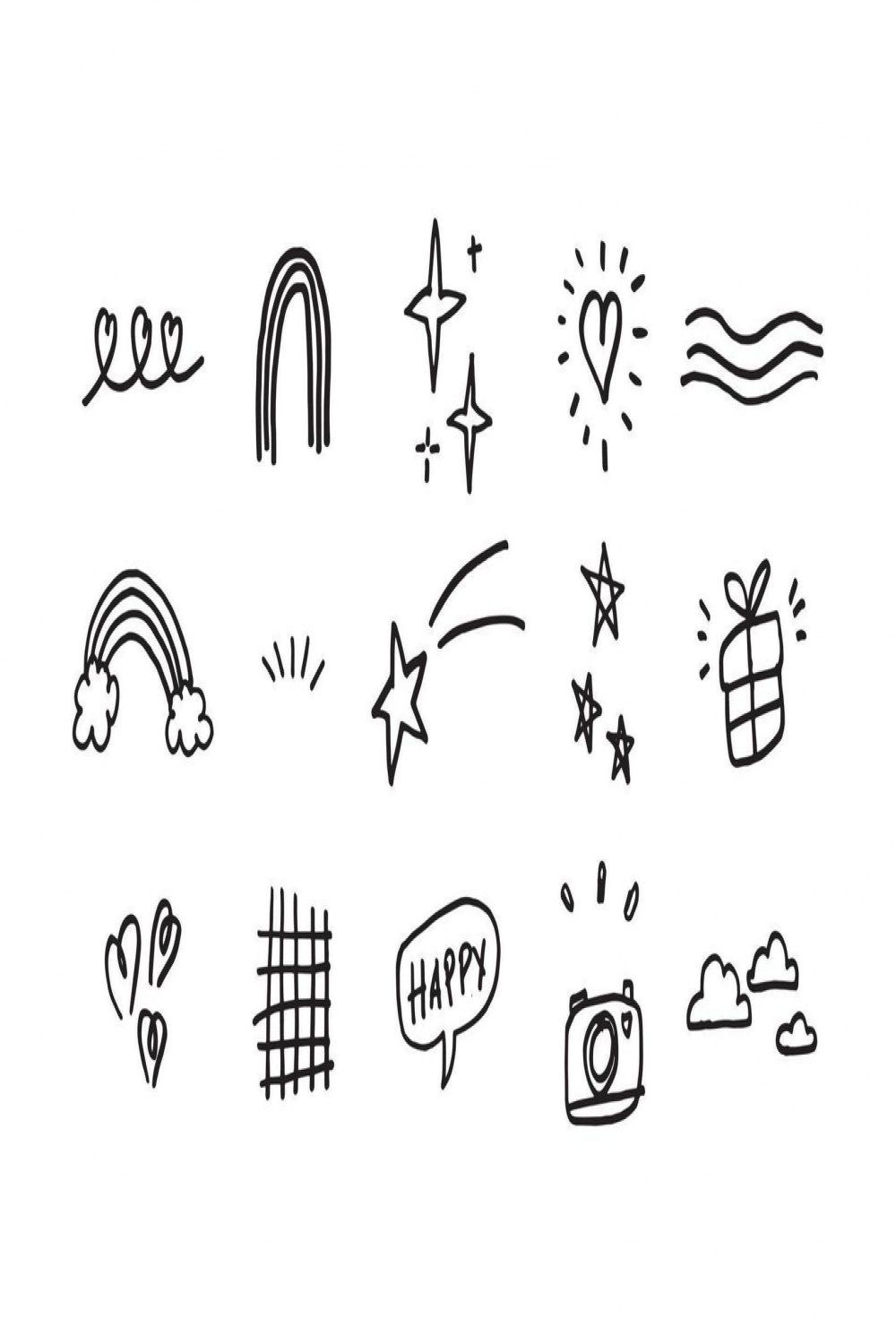 hand drawn icon set of cute decoration in daily basis