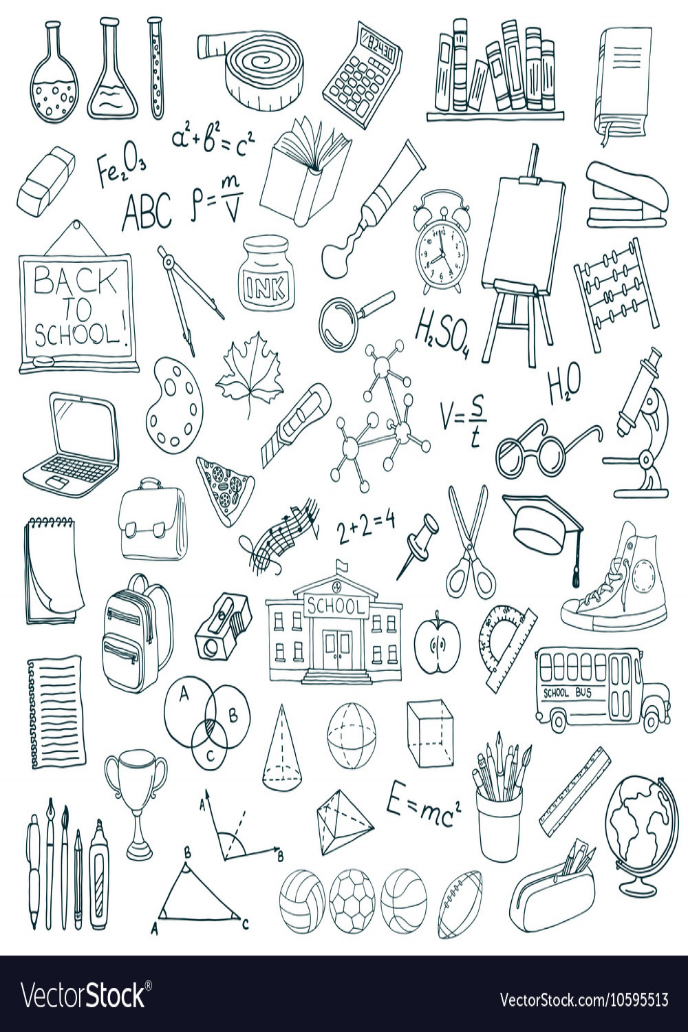 Hand drawn school icons set Royalty Free Vector Image