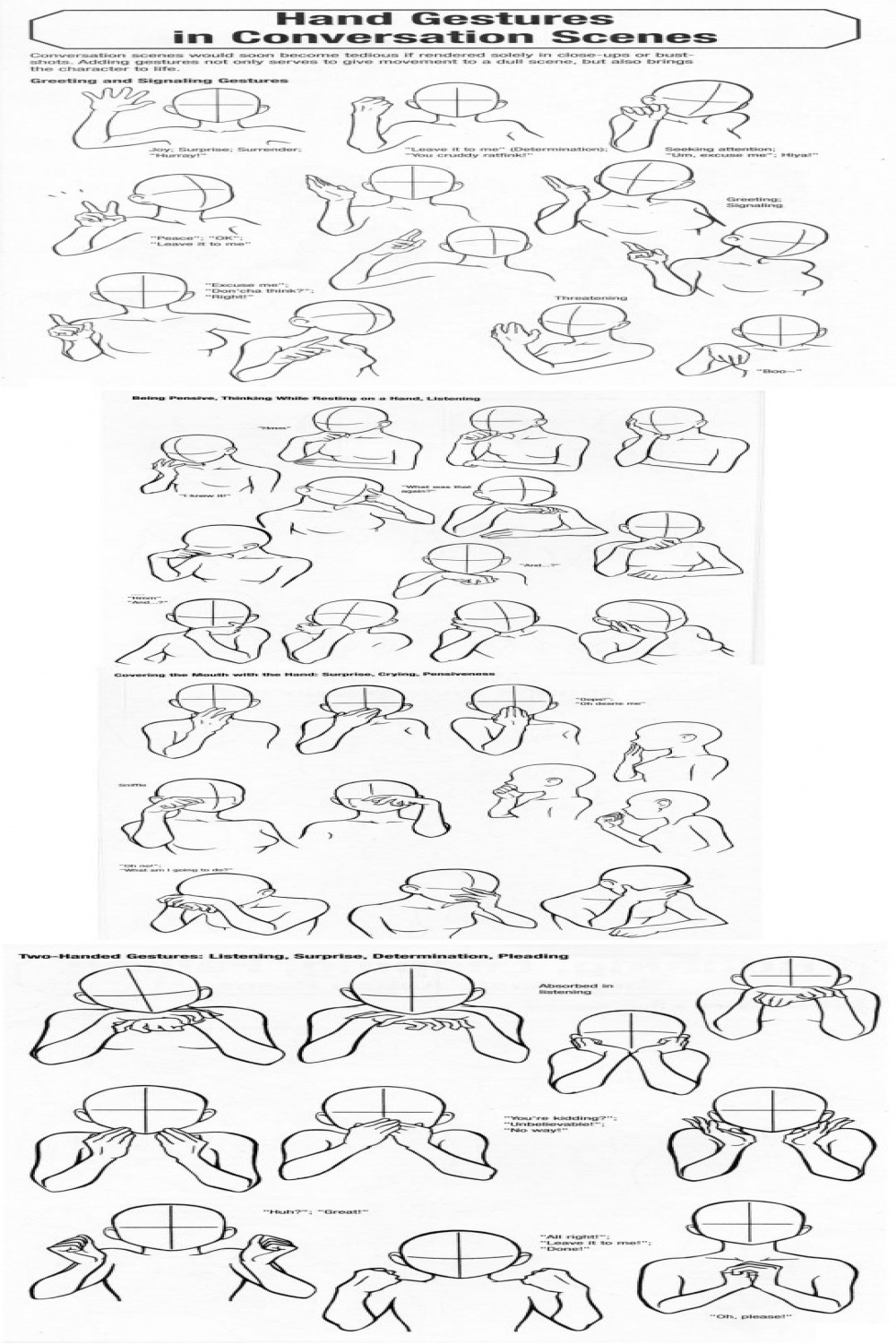 Hand Gestures in Conversation Scenes  Hand gesture drawing, Face